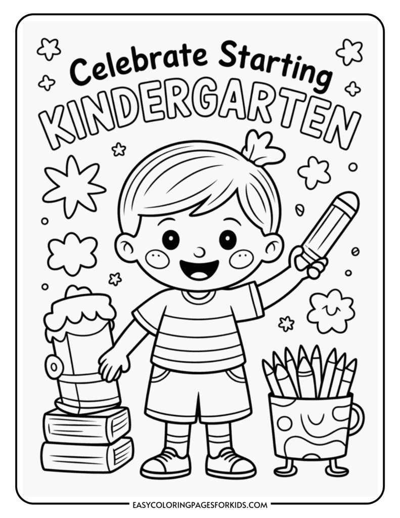 First Day Of Kindergarten Coloring Page 5 Free PDF Pages Easy Coloring Pages For Kids