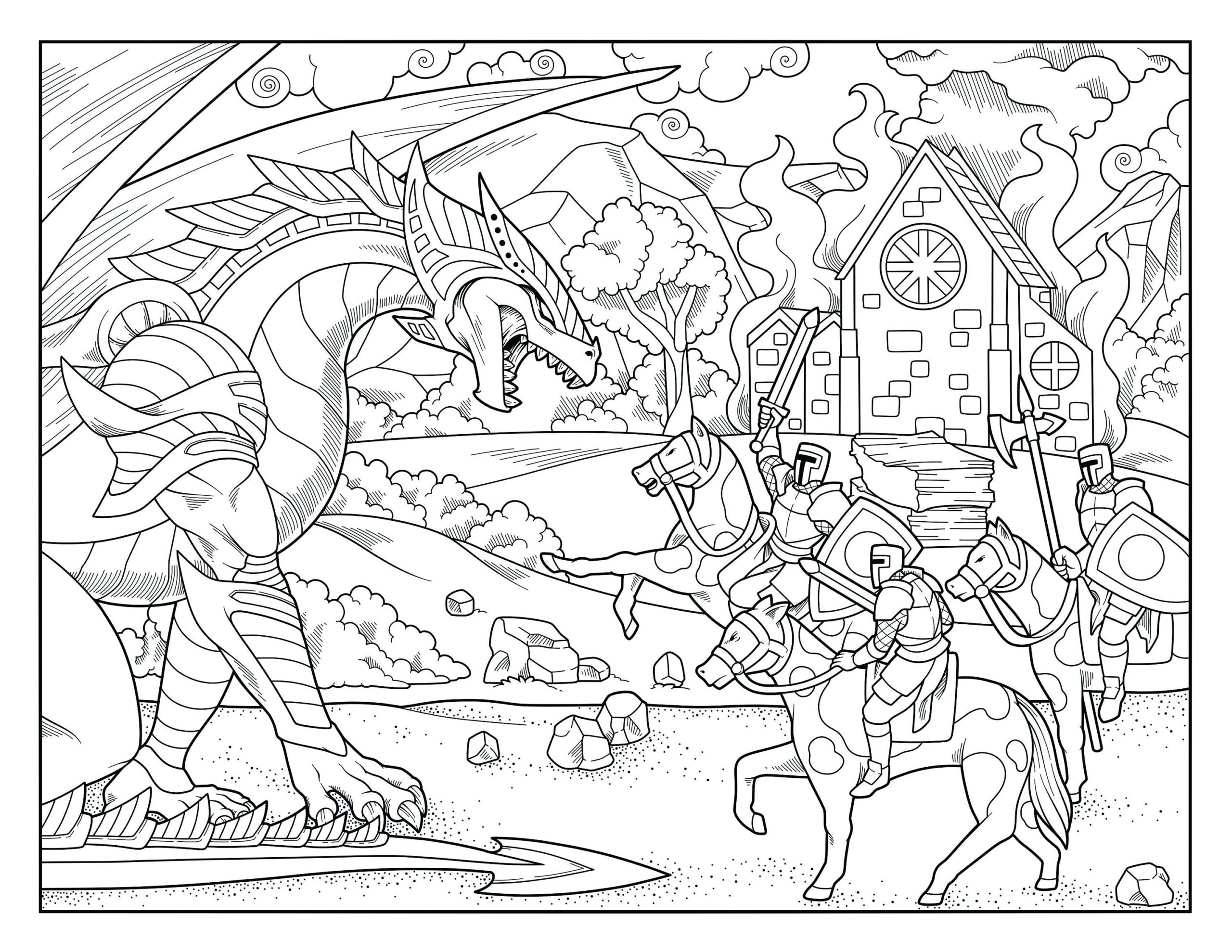 Five Dragon Coloring Pages To Enjoy Etsy Five Dragon Coloring Pages To Enjoy Etsy