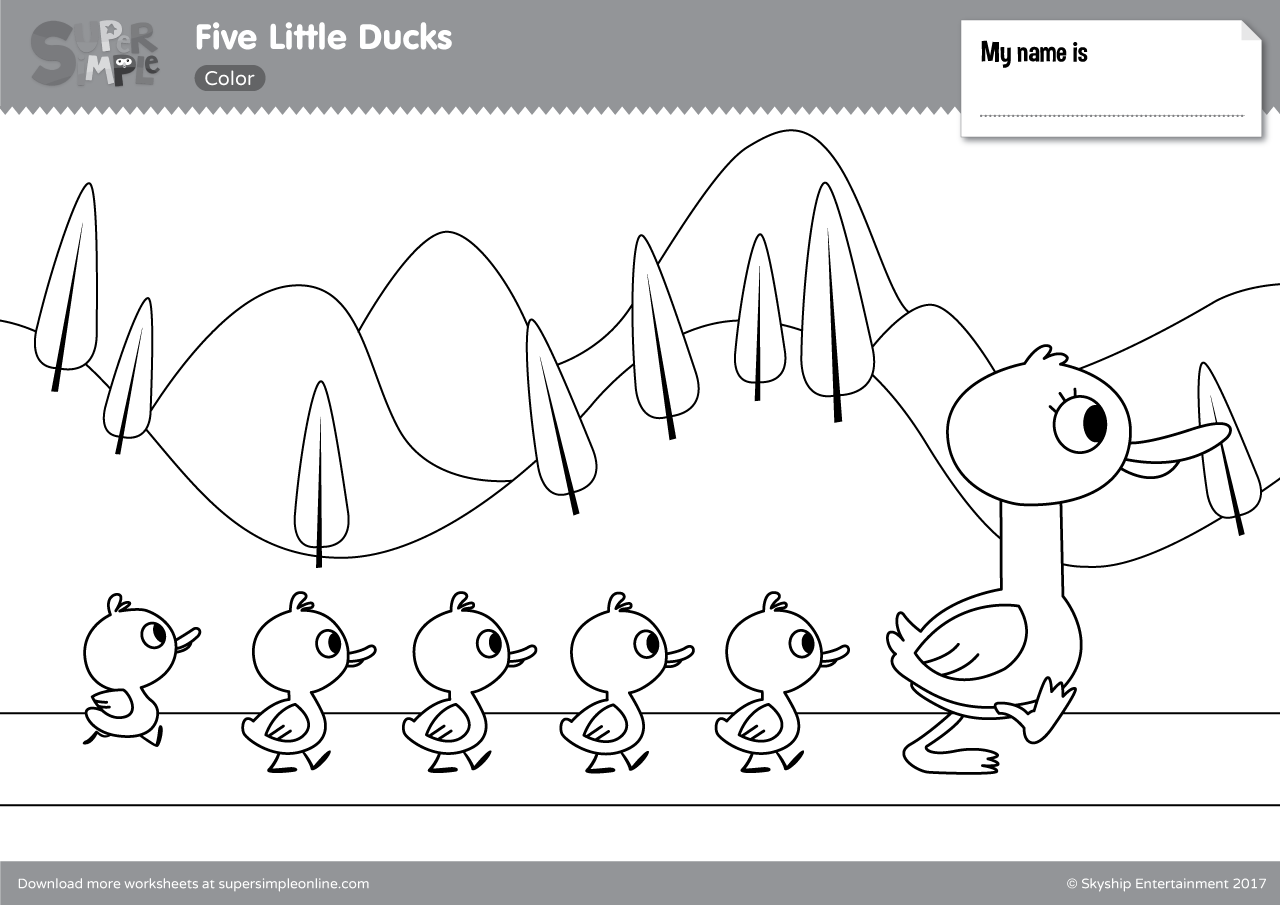 Five Little Ducks Coloring Pages Super Simple