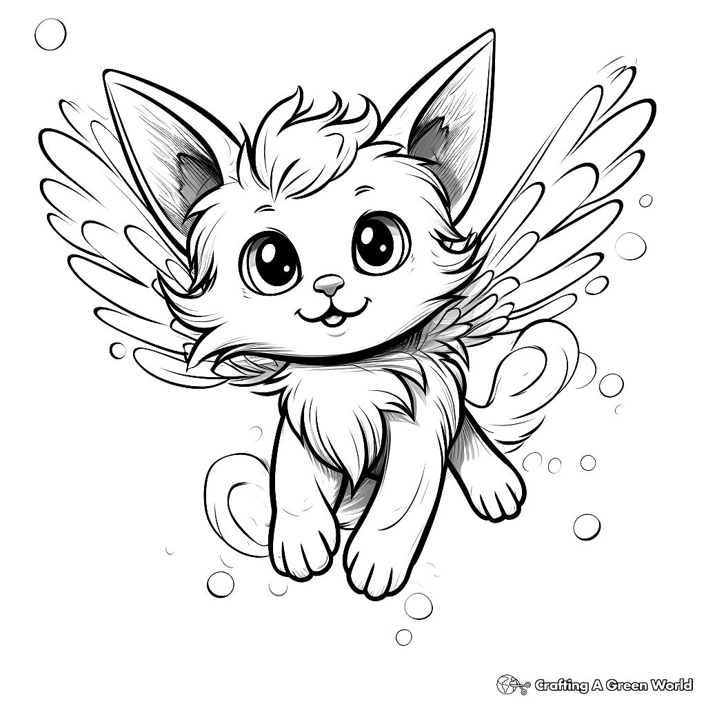 Flying Cat Coloring Pages Free Printable 