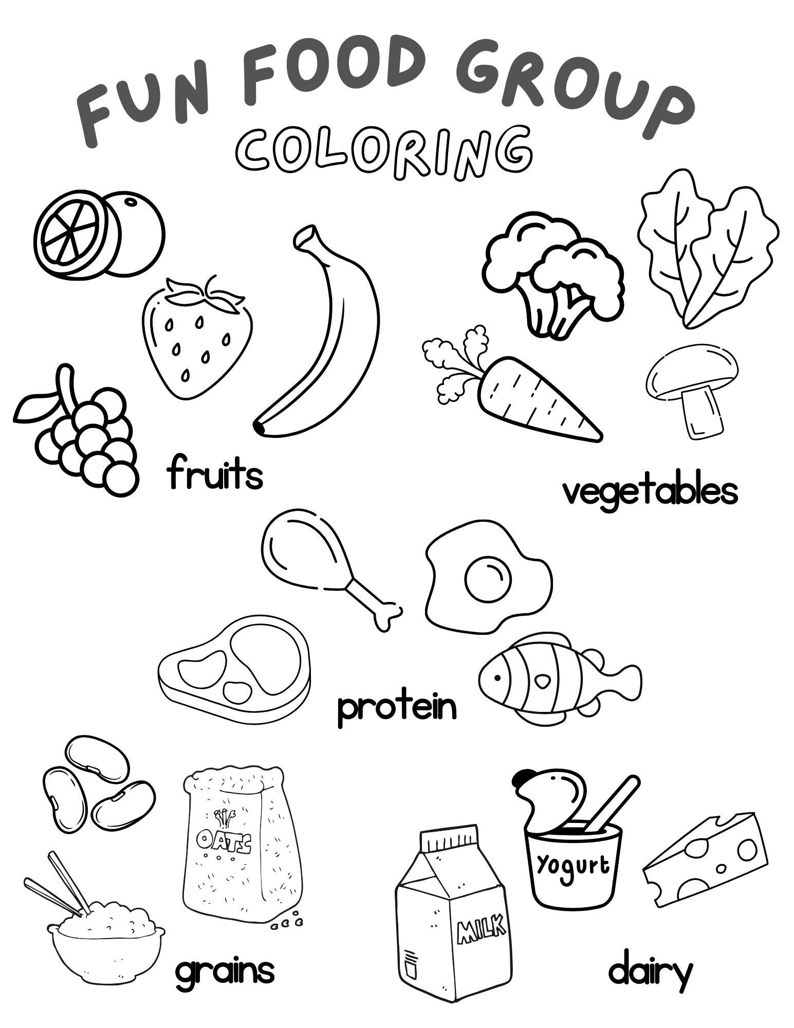 Food Group Coloring Sheet Etsy