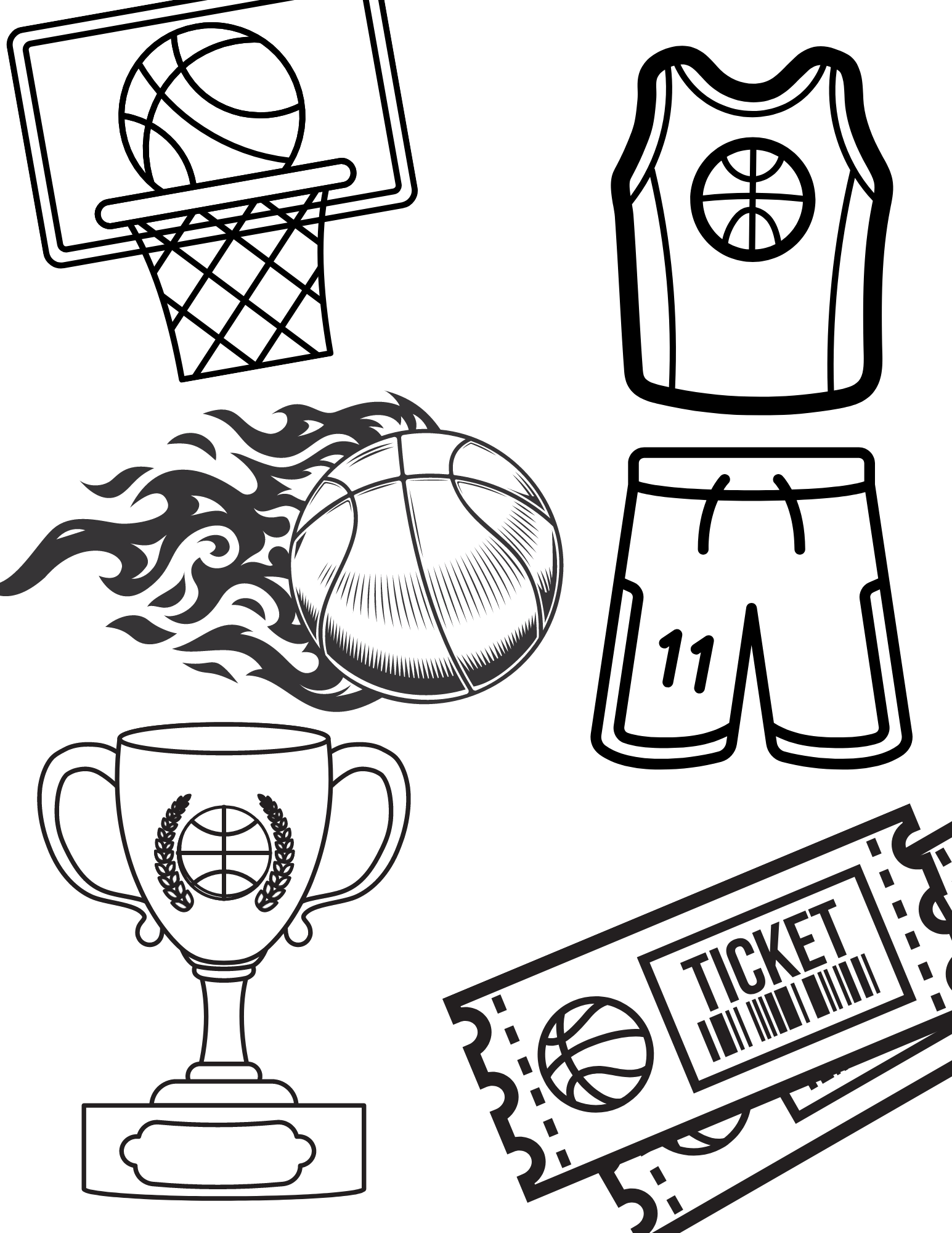 Free Basketball Coloring Pages Two Kids And A Coupon