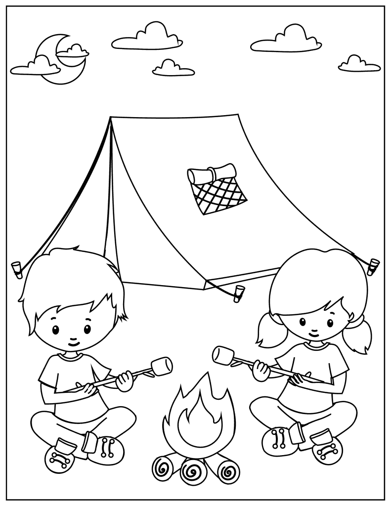 Free Camping Coloring Pages And Activity Pages For Kids