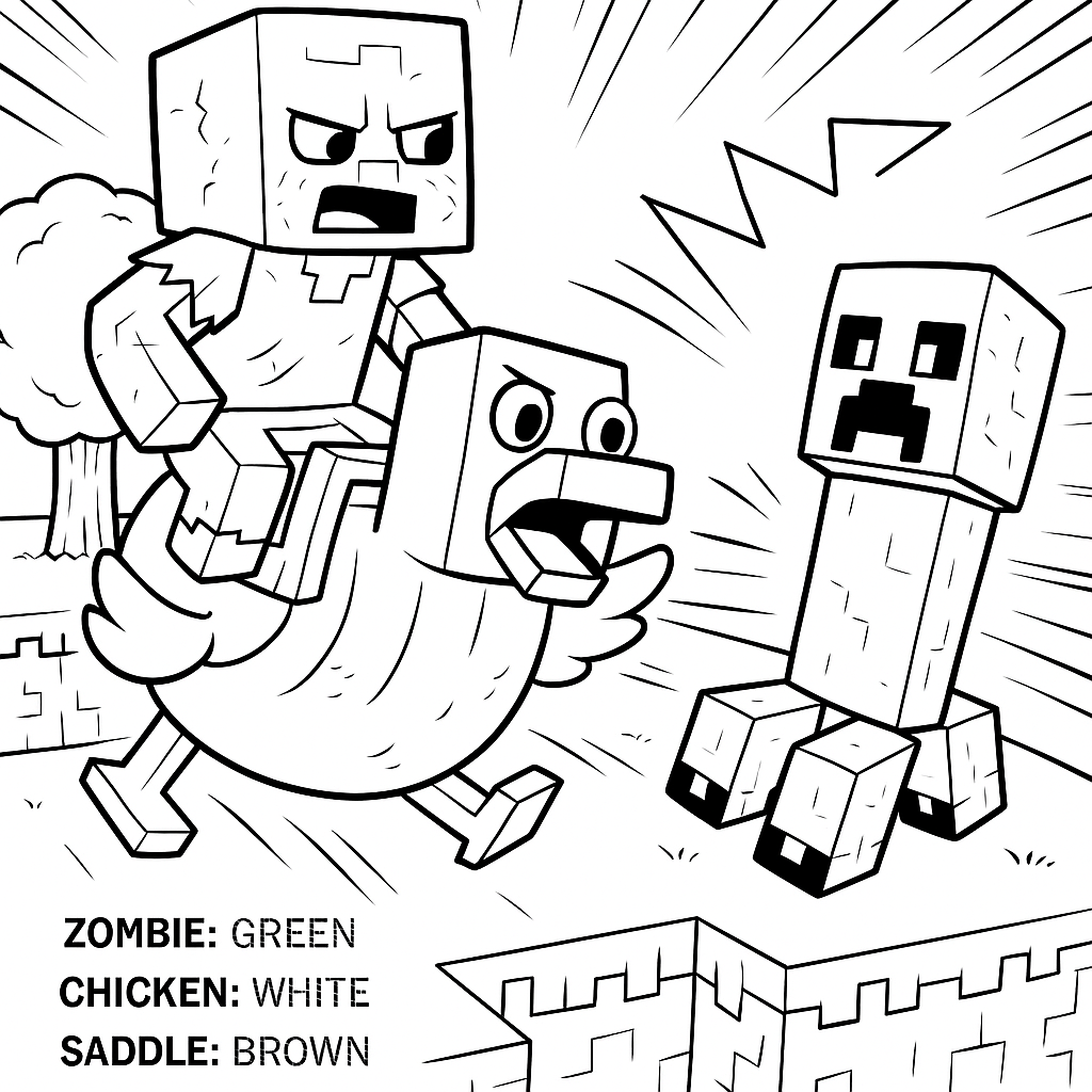 chicken jockey coloring page