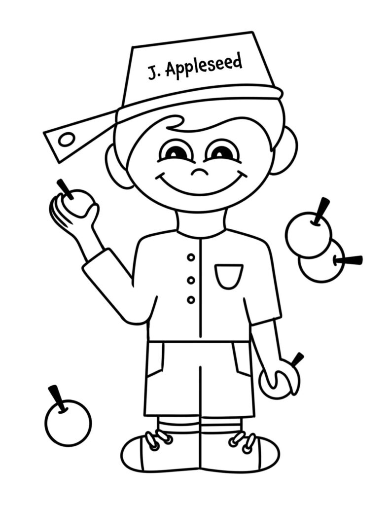 preschool johnny appleseed coloring page