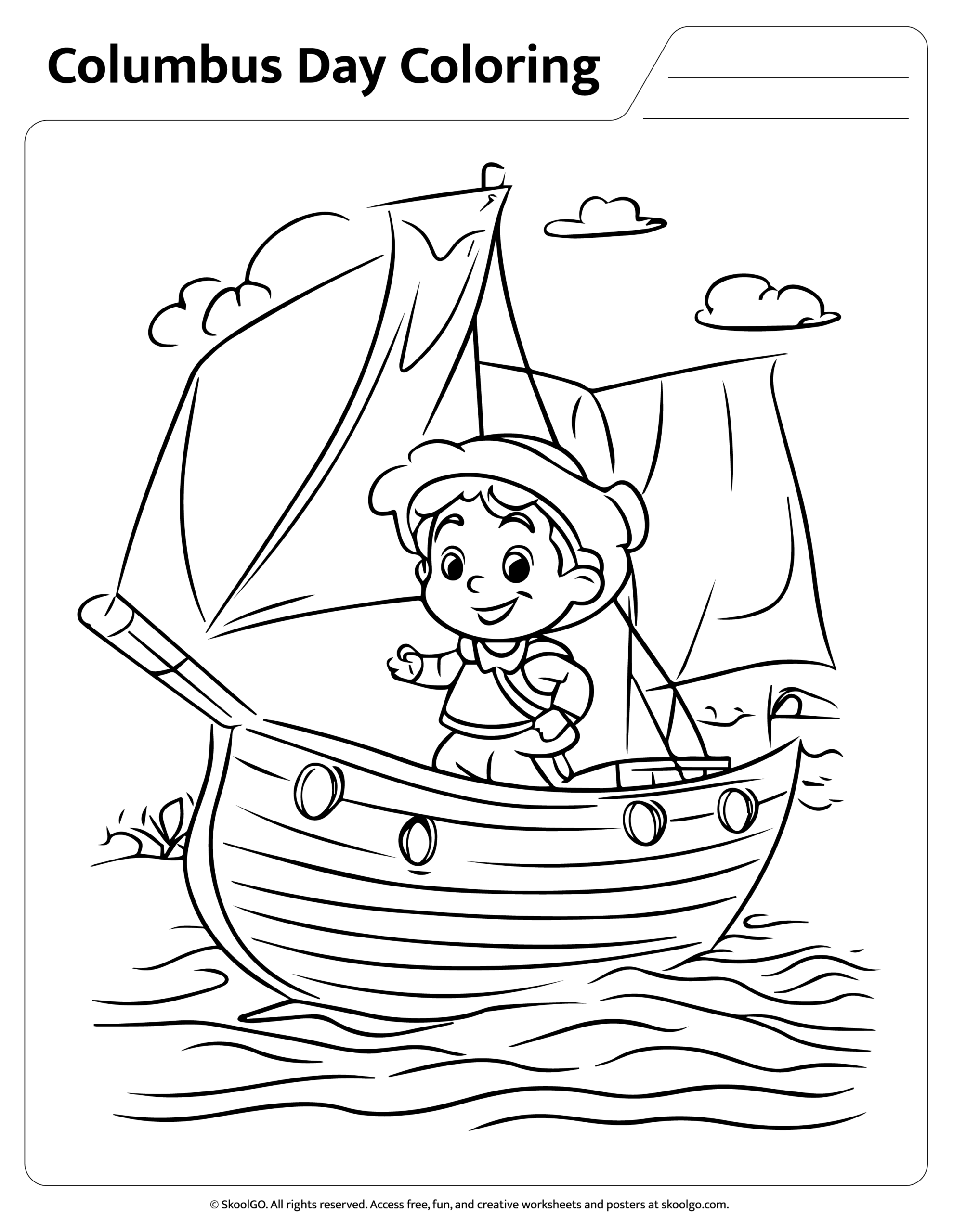 Free Columbus Day Coloring Page For Kids SKOOLGO