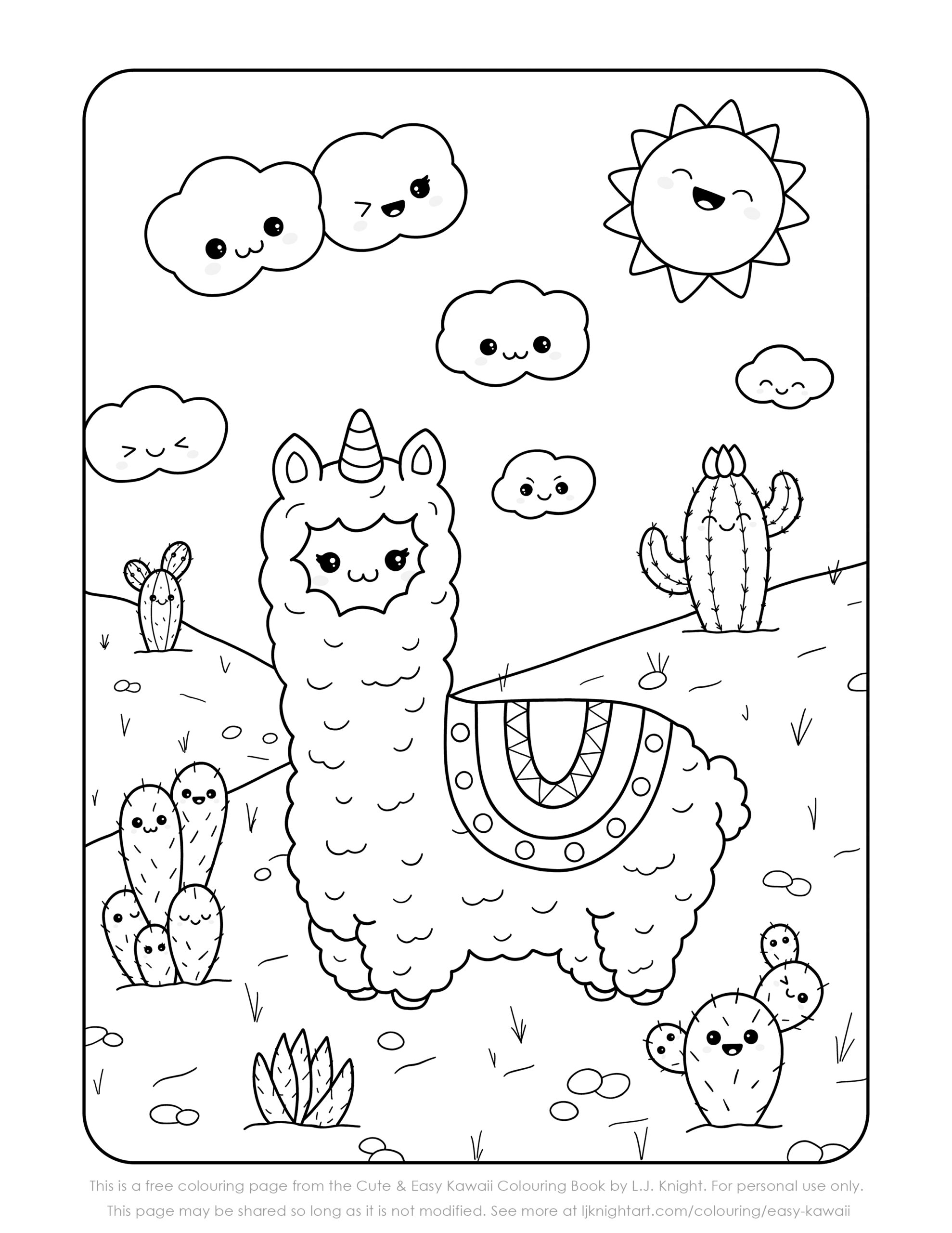 kawaii printable cute animal coloring pages