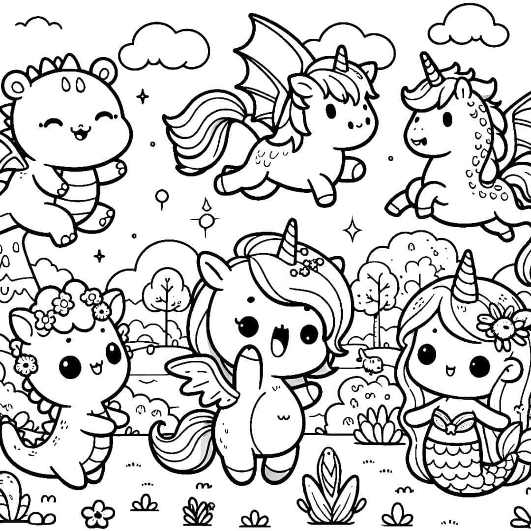 Free Drawing To Print Kawaii Disney Animals Coloring Page