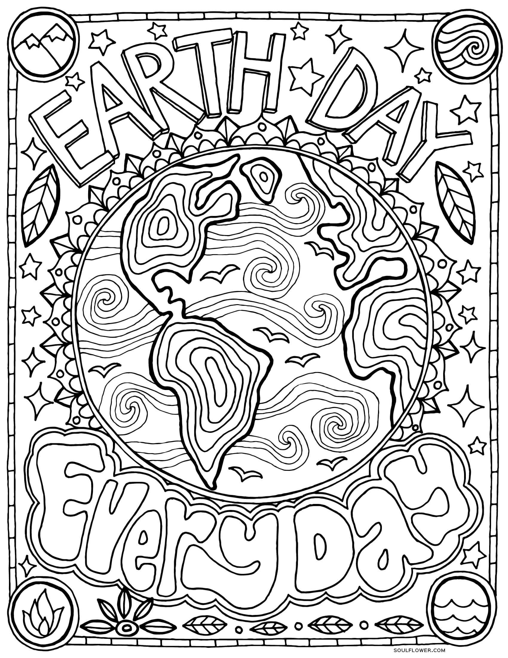 Free Earth Day Coloring Page Soul Flower Blog