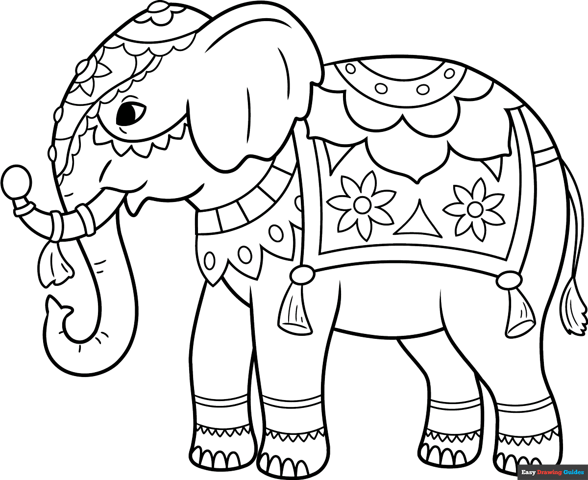 coloring book pages of elephants
