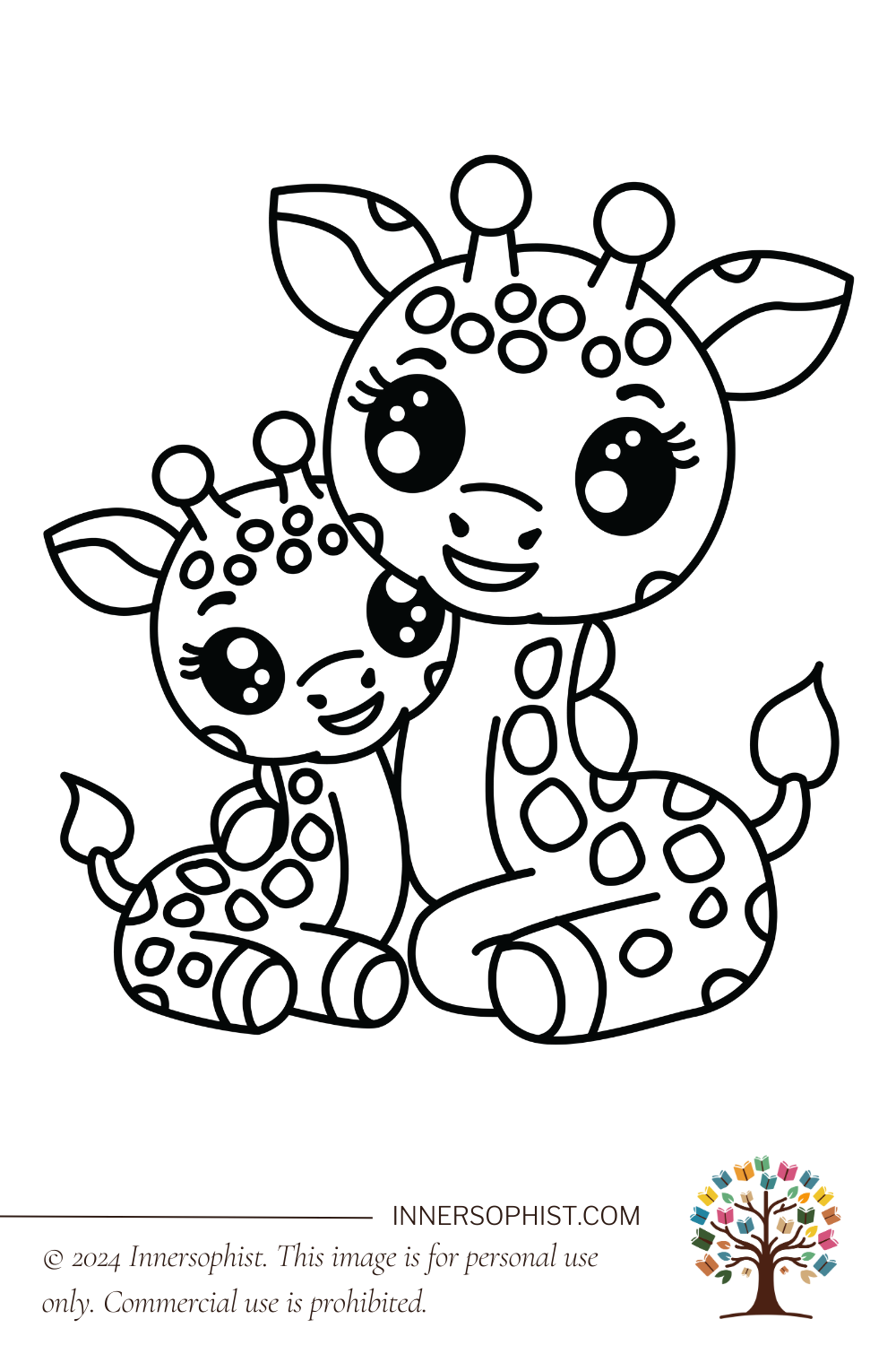 Free Giraffe Mom And Baby Coloring Page InnerSophist