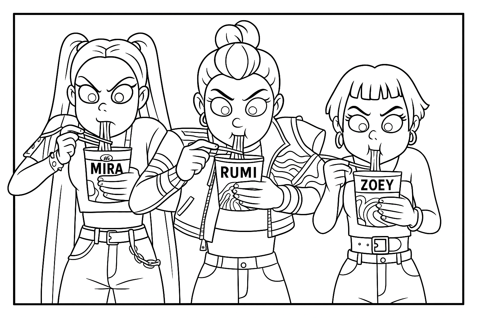 Free Huntrix Coloring Pages KPop Demon Hunters Printable PDF PNG No Login 