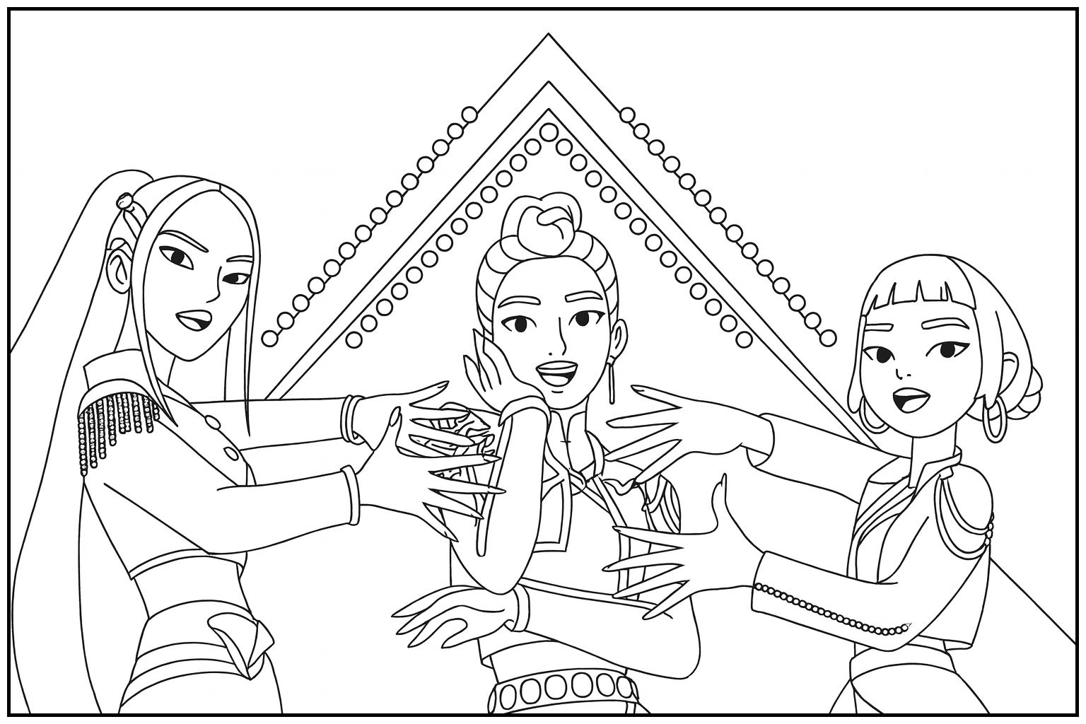 Free Huntrix Golden Performance Coloring Sheet Coloring Pages KPop Demon Hunters Printable 