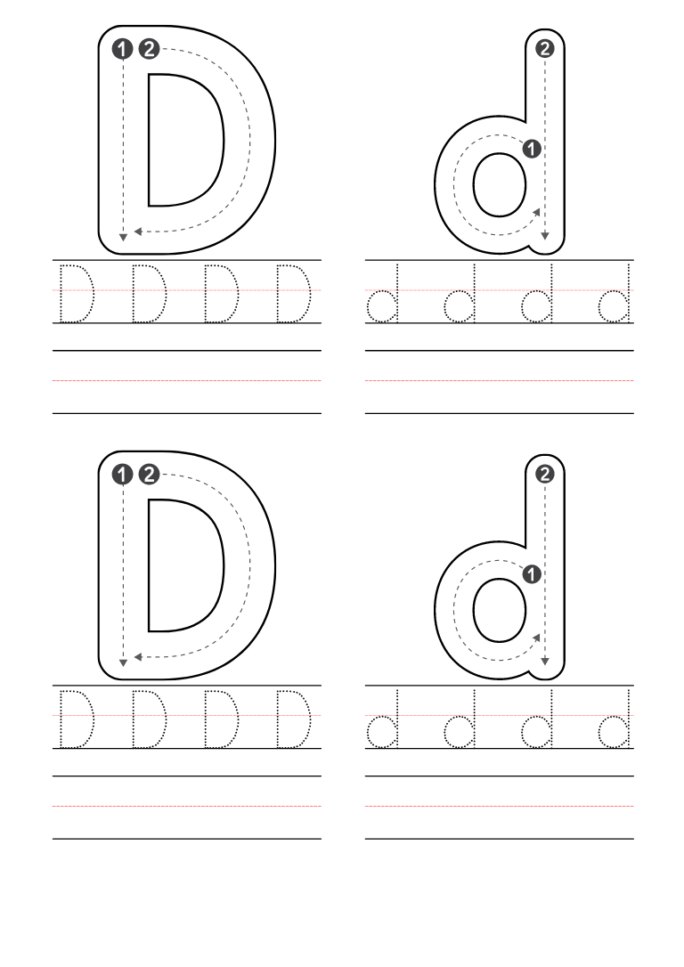 Free Letter D Coloring Pages Printable PDF