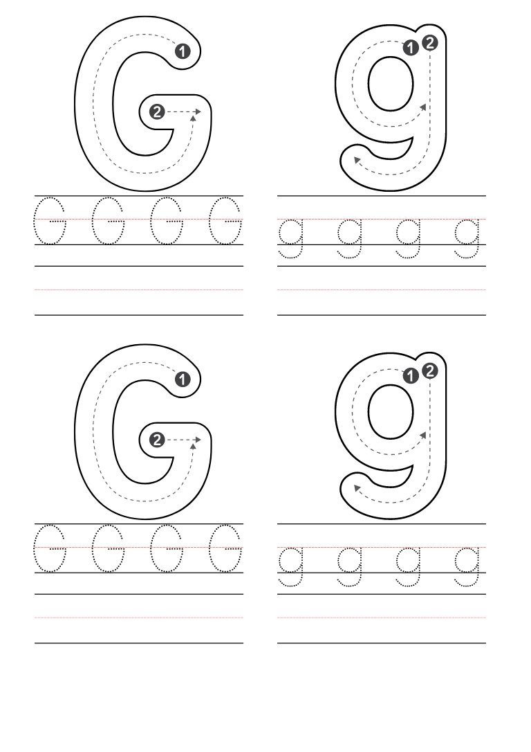 Free Letter G Coloring Pages Printable PDF