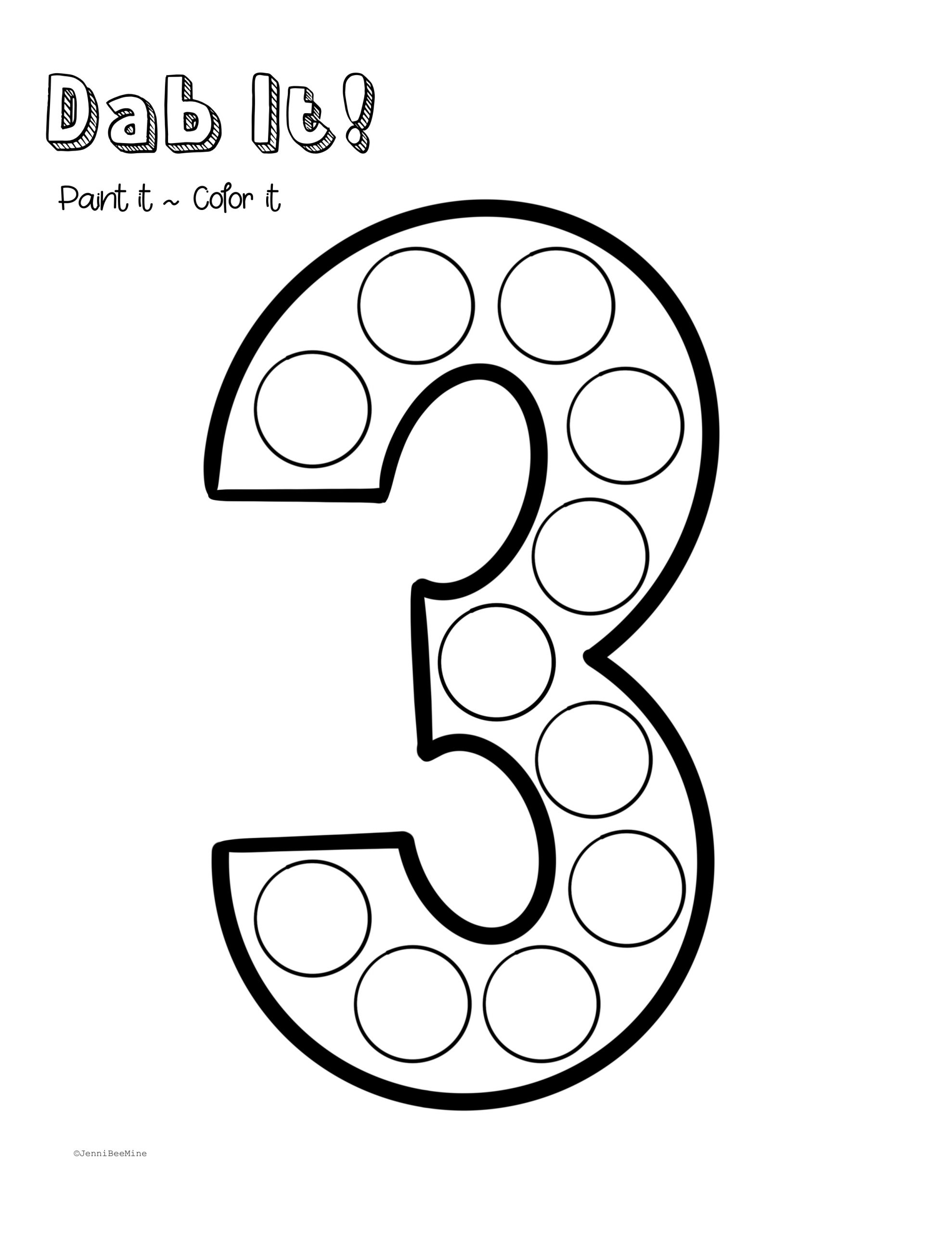 Free Preschool Printables Number 3 Jennibeemine
