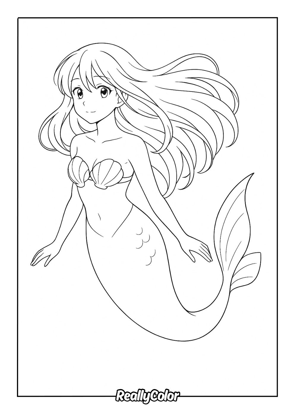 Free Printable Anime Mermaid Coloring Pages