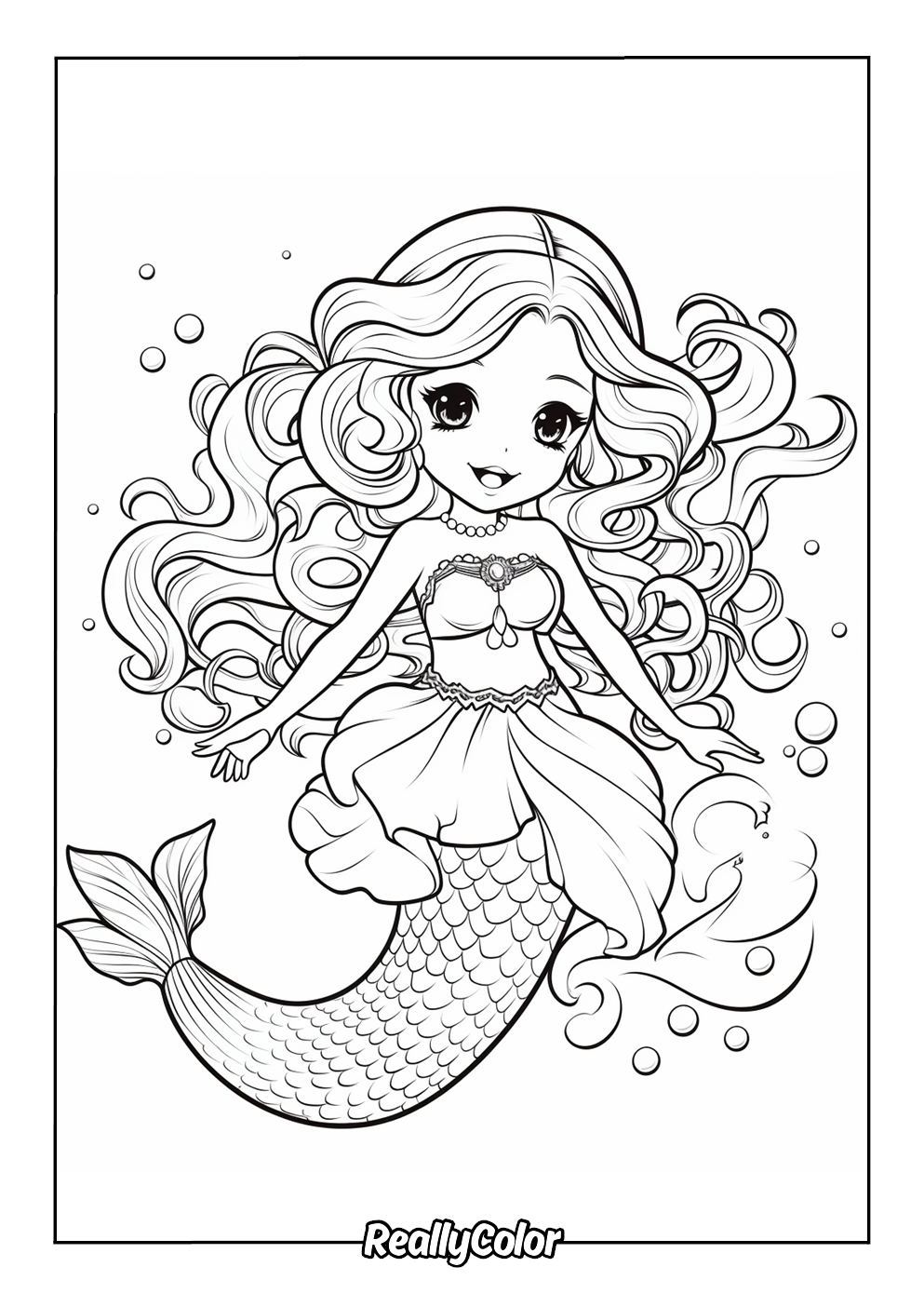 Free Printable Anime Mermaid Coloring Pages