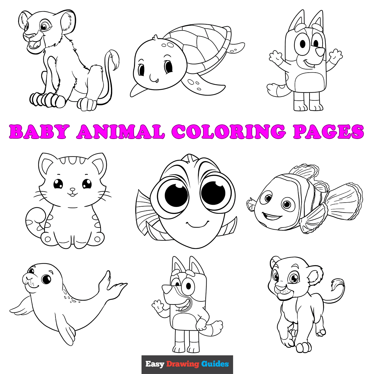 simple animal coloring pages