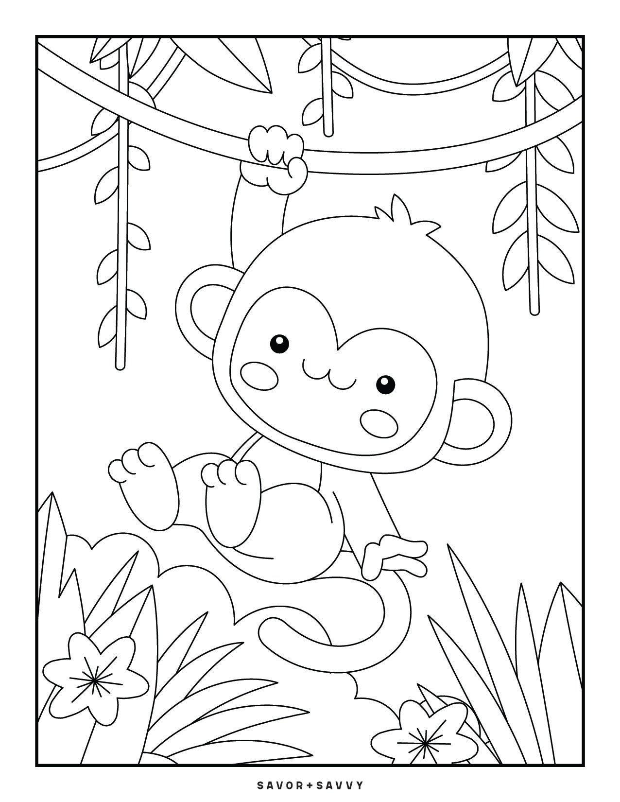Free Printable Jungle Animals Coloring Pages For Toddlers Savor Savvy