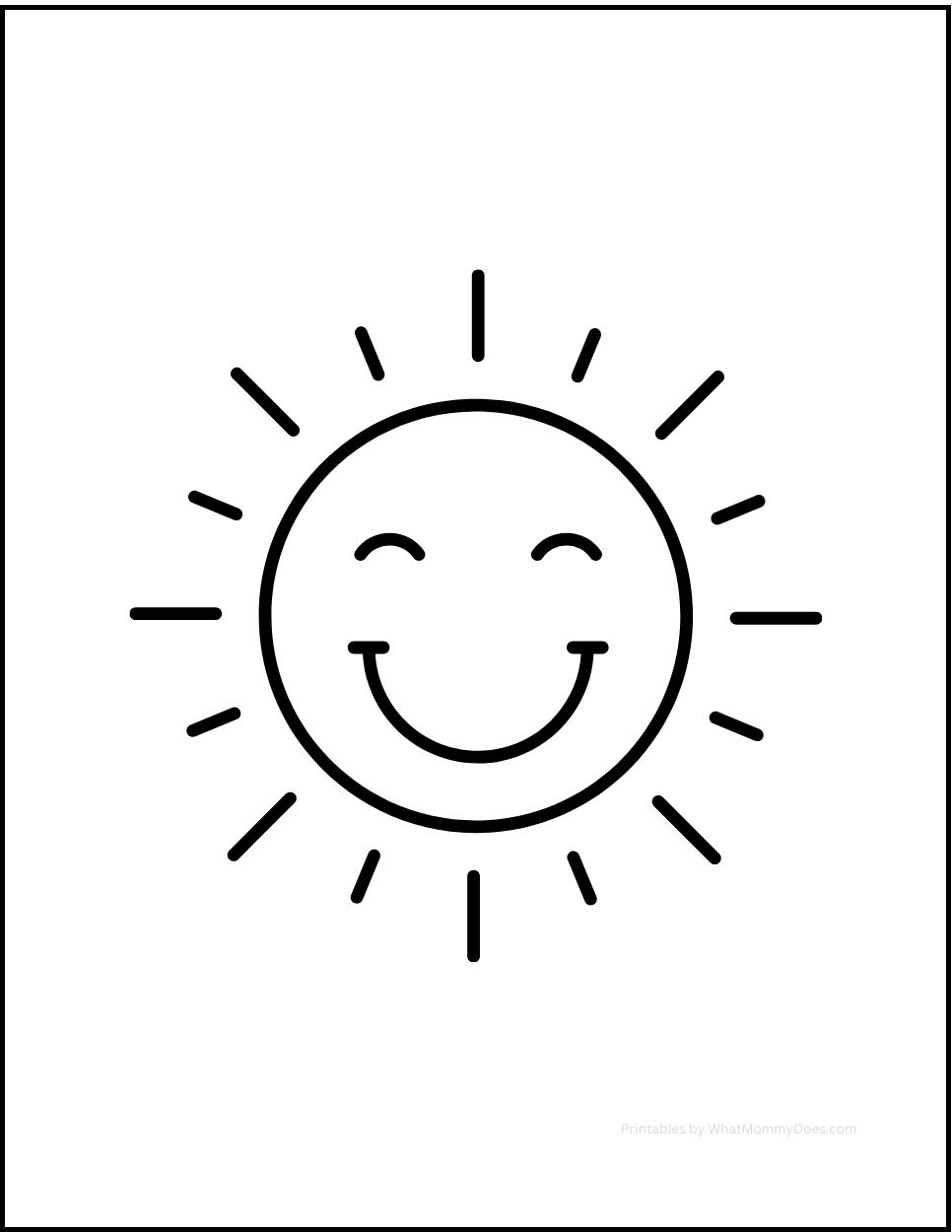 Free Printable Sunshine Coloring Page Cute Smiling Sun What Mommy Does