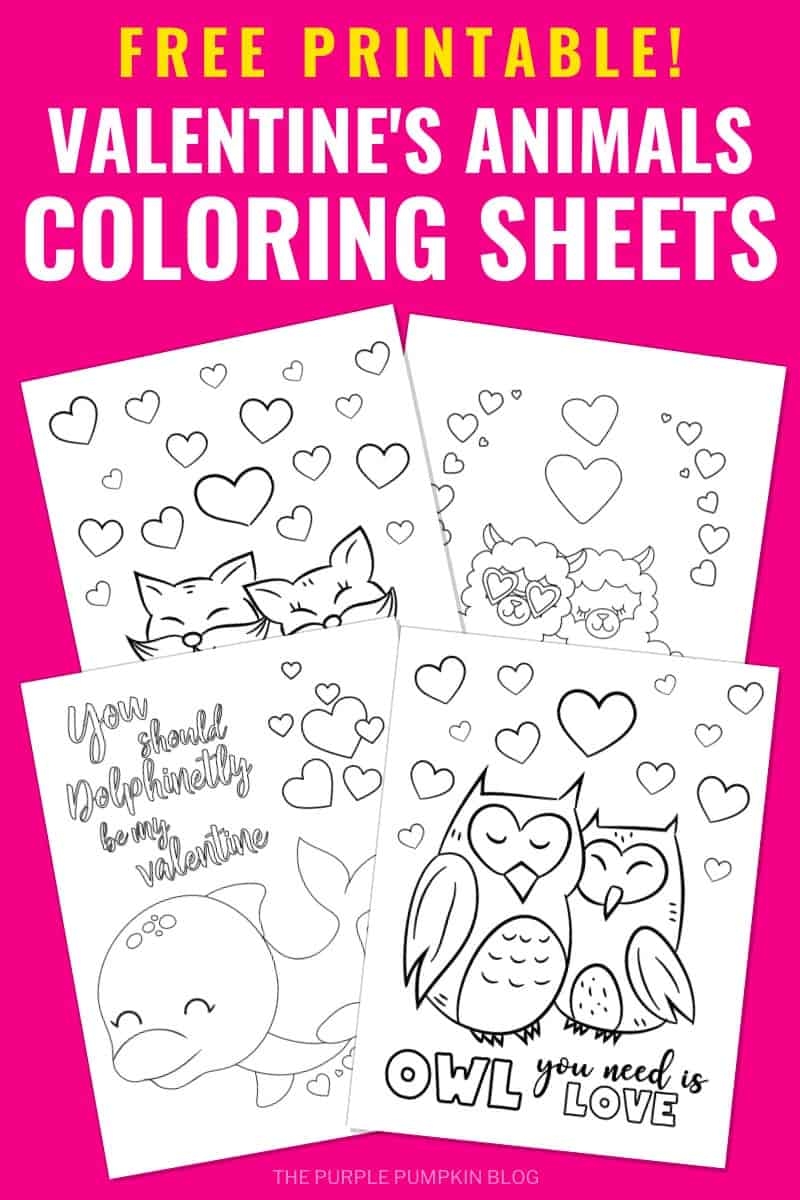 valentine animal coloring pages