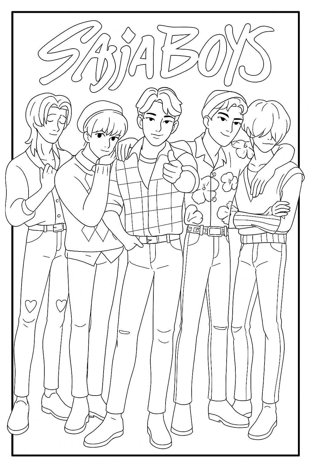 Free Saja Boys Coloring Pages KPop Demon Hunters Printable PDF PNG No Login 