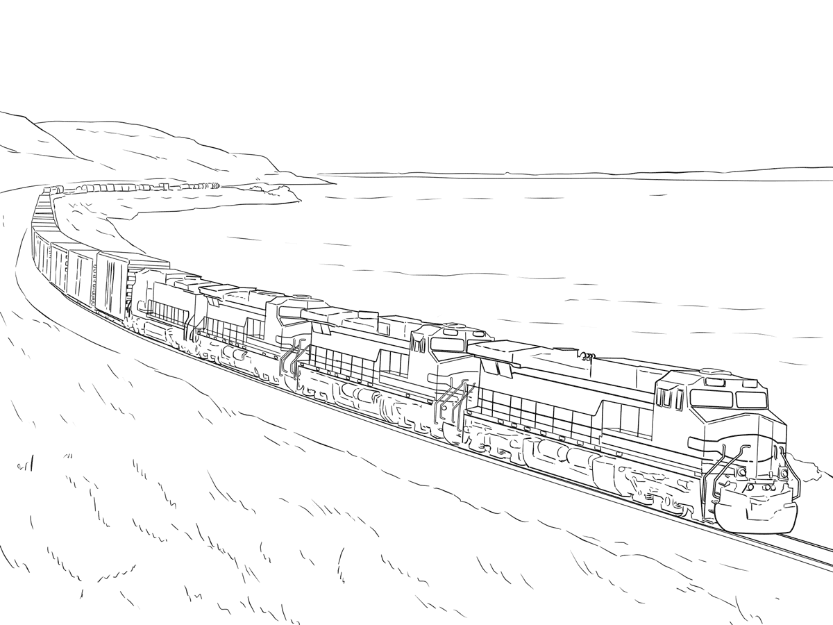 Freight Train Coloring Page Free Printable