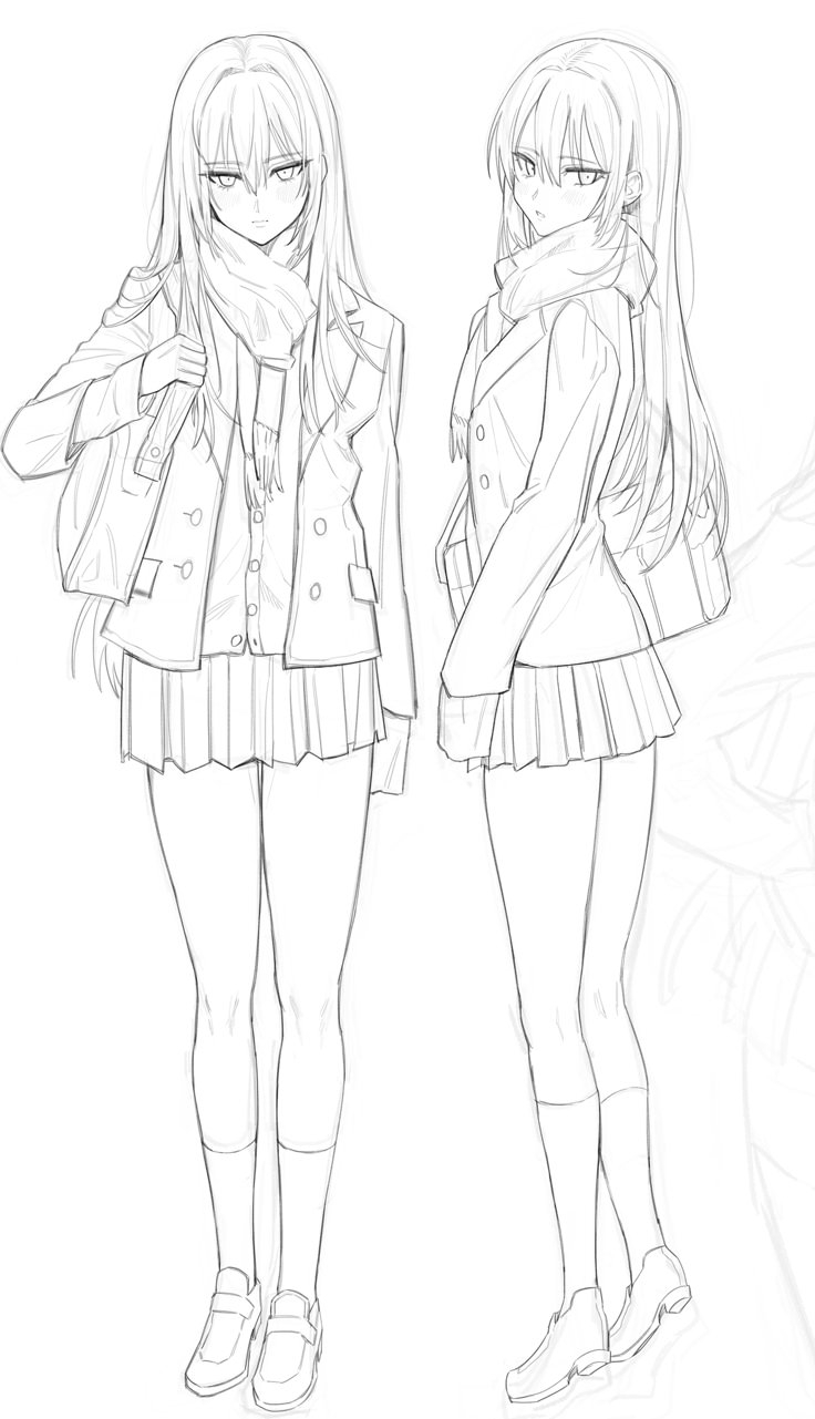 anime girl coloring pages full body
