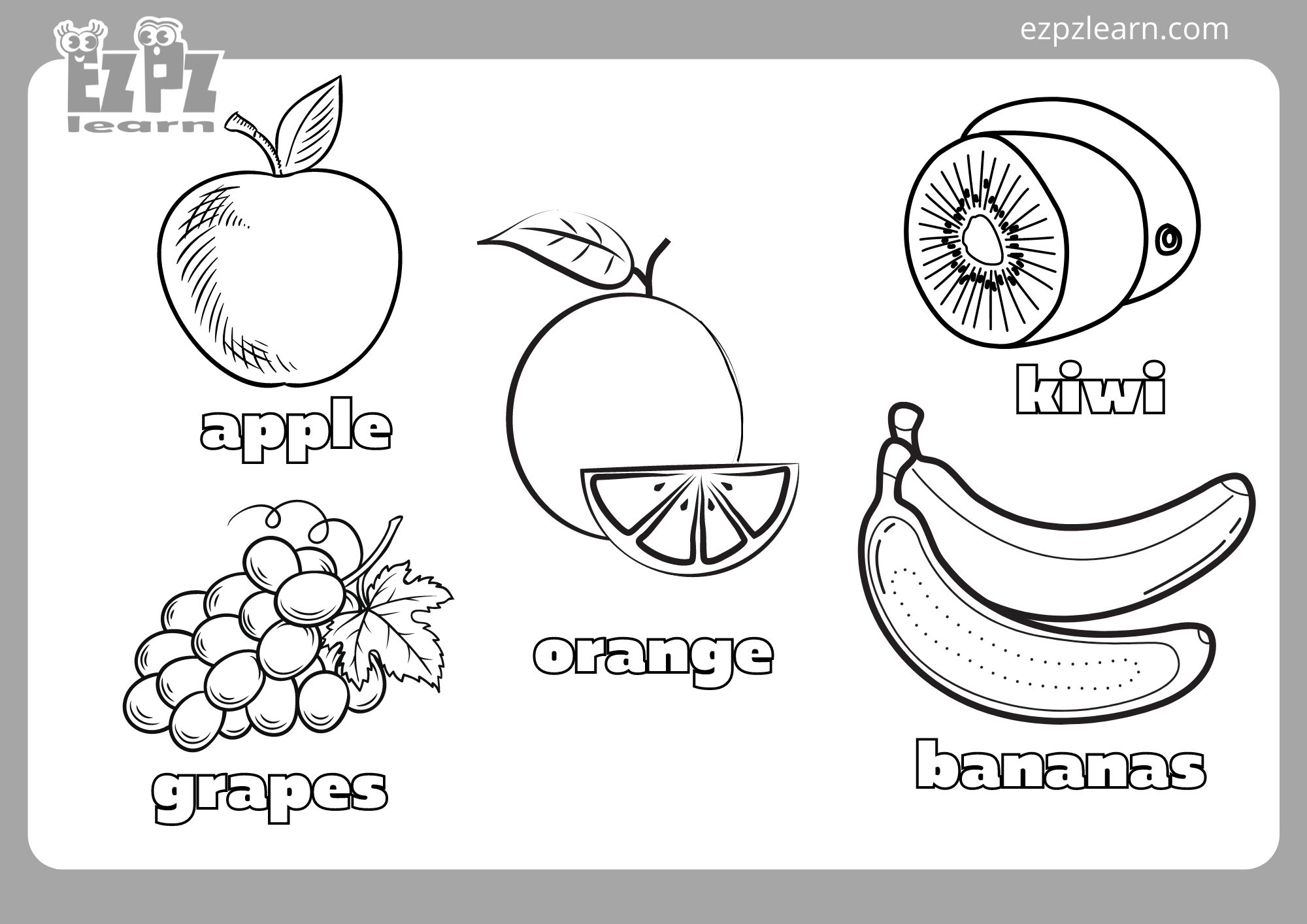 Fruit Coloring Page1 Ezpzlearn