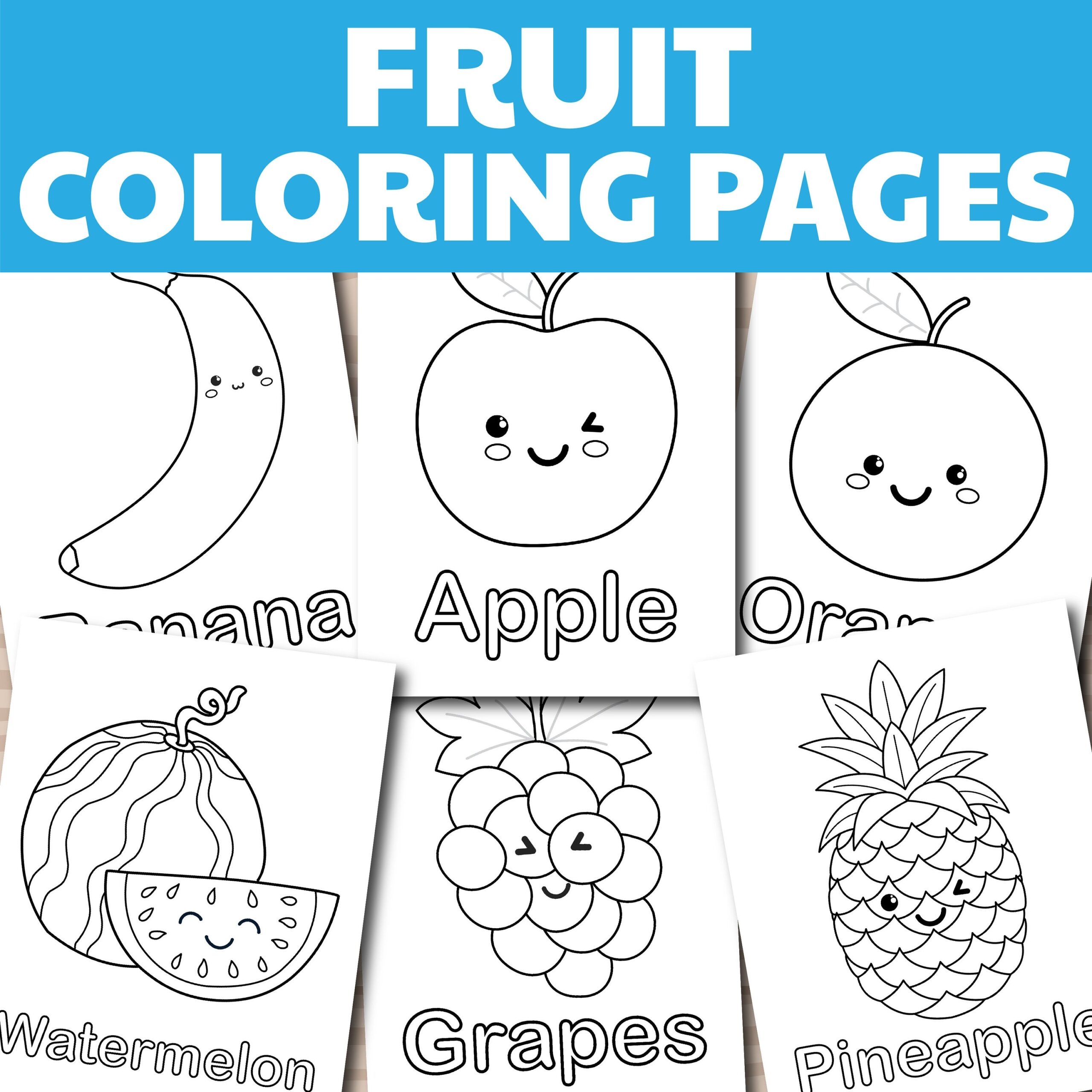 Fruit Coloring Pages Fruit Coloring Book For Kids Cute Fruits Great For Teaching Fruits Fruit Coloring Worksheet Instant Download Etsy