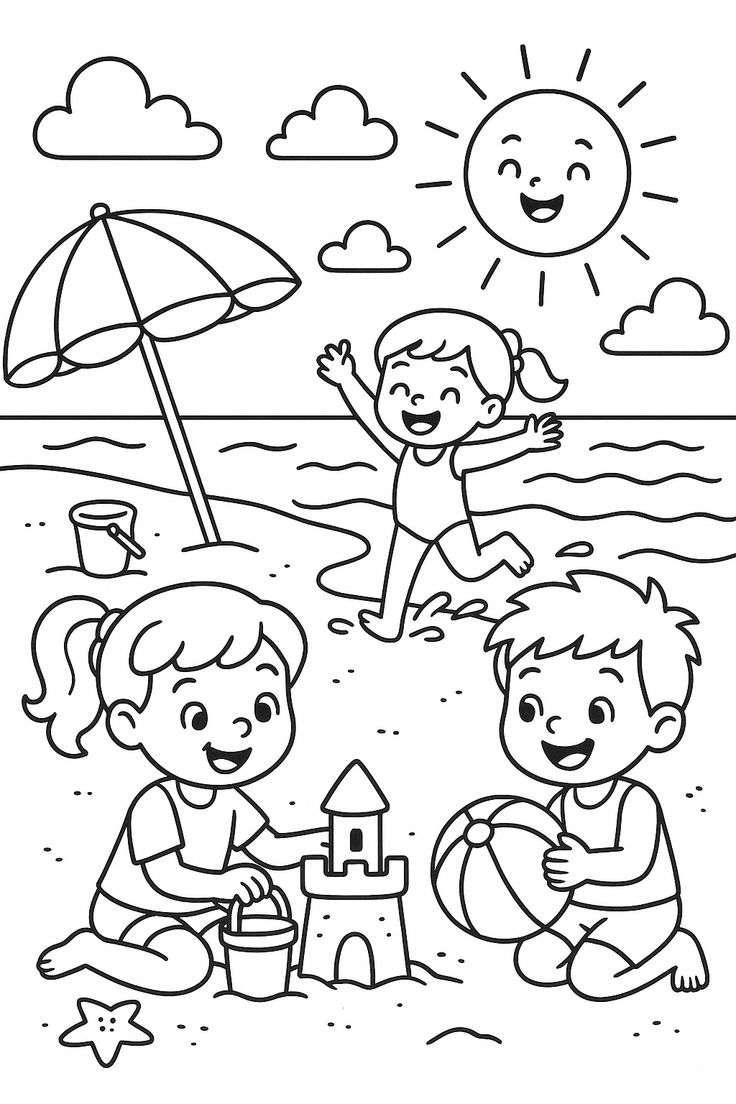 beach coloring pages for preschool