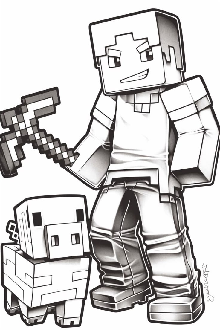 Fun Minecraft Steve And Pig Coloring Page For Creative Kids Fun Minecraft Steve And Pig Coloring Page For Creative Kids