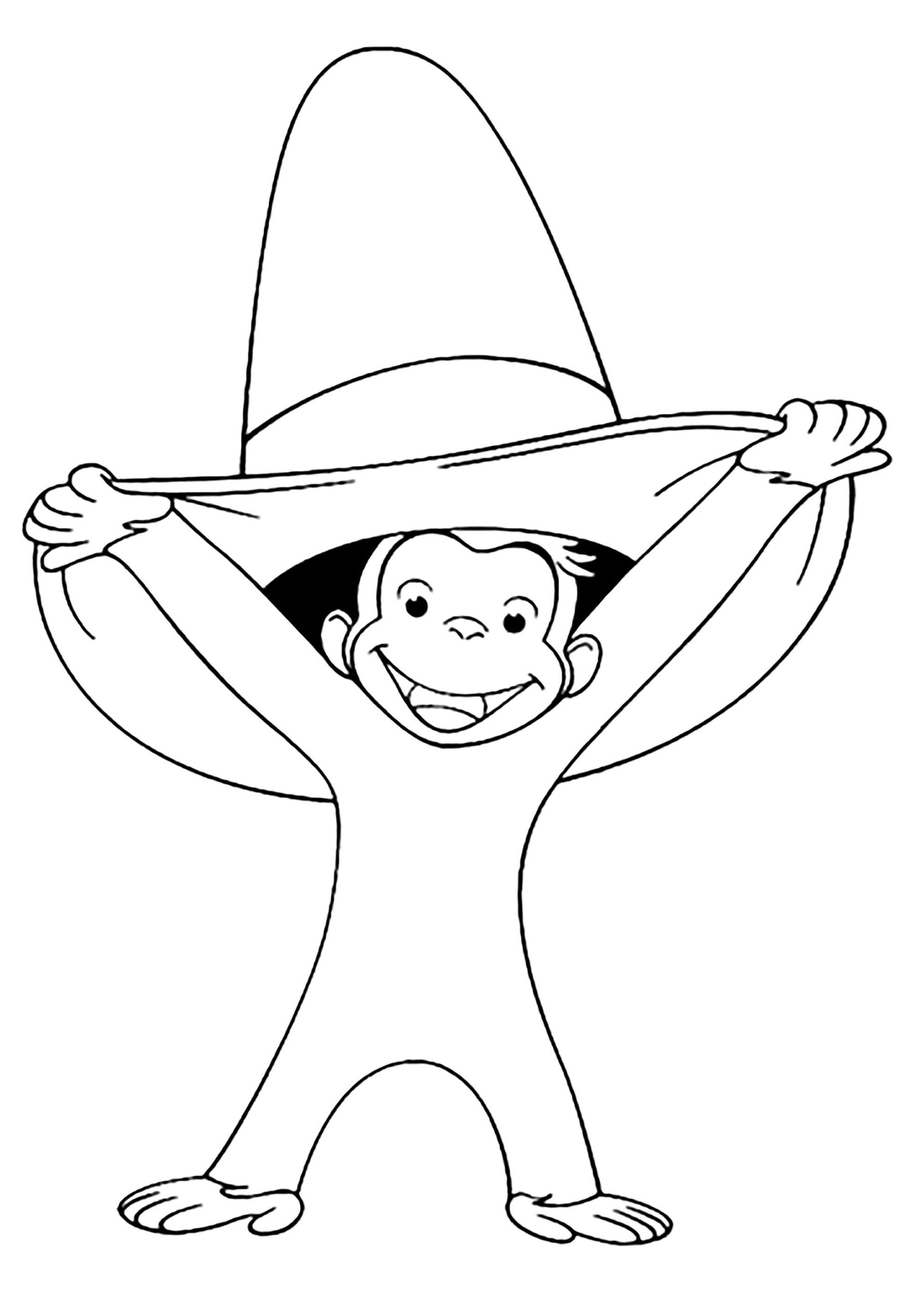 George And A Big Hat Curious George Coloring Pages