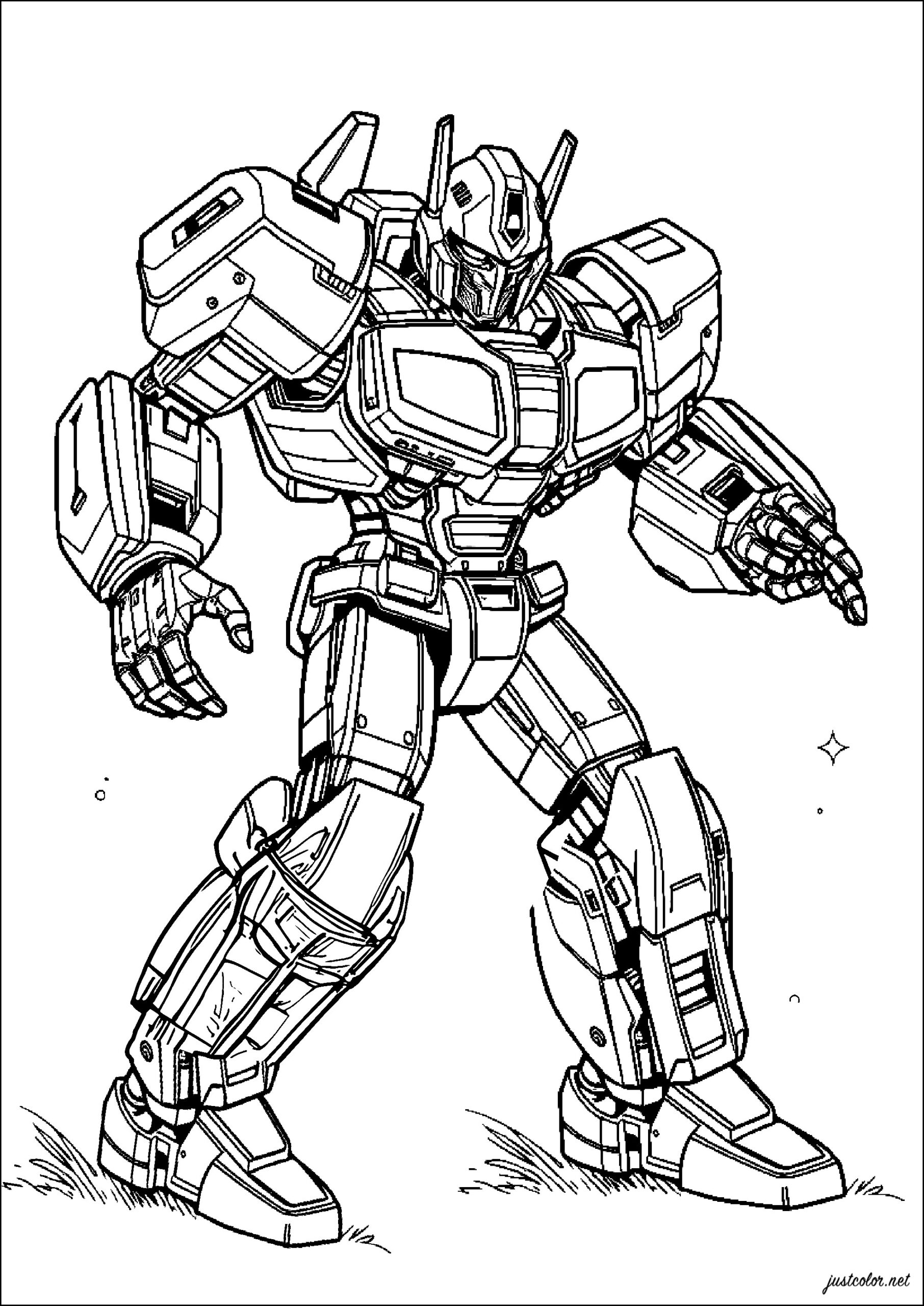Giant Transformers Robot Ready For Action Transformers Coloring Pages