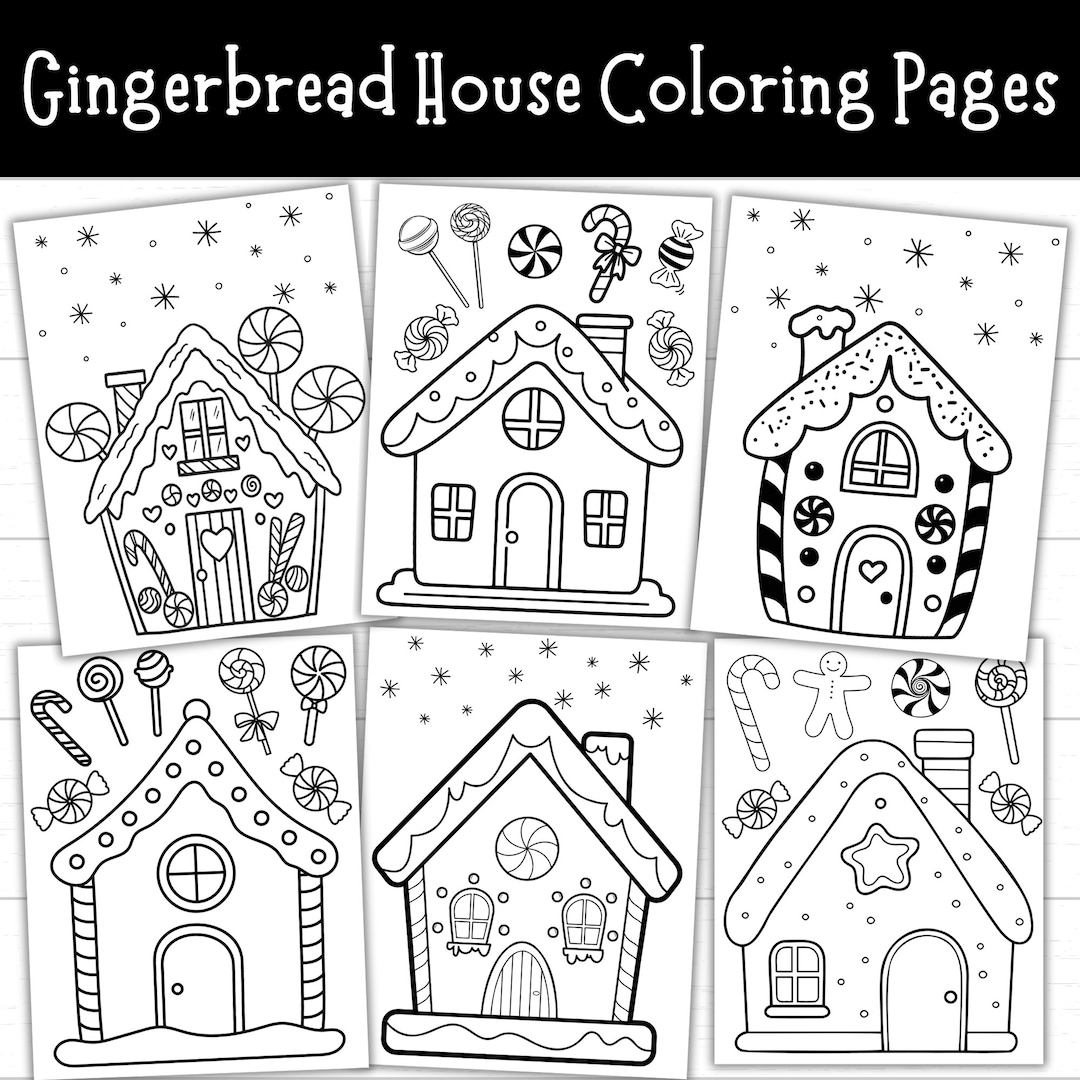 Gingerbread House Coloring Pages Christmas Coloring Pages For Kids Printable Christmas Coloring Pages Christmas Activities For Kids Etsy Israel