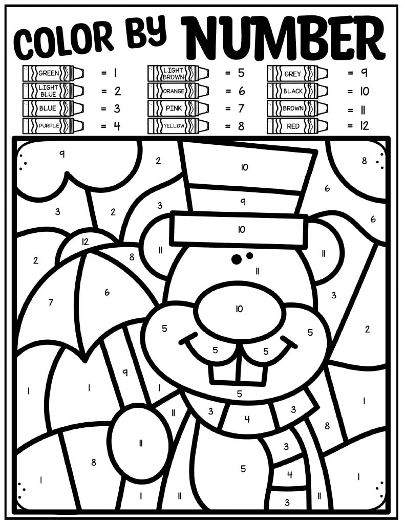 Groundhog Day Color By Number Pages Kids Activity Zone