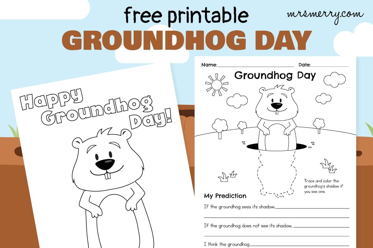 Groundhog Day Free Printable Coloring Page Mrs Merry