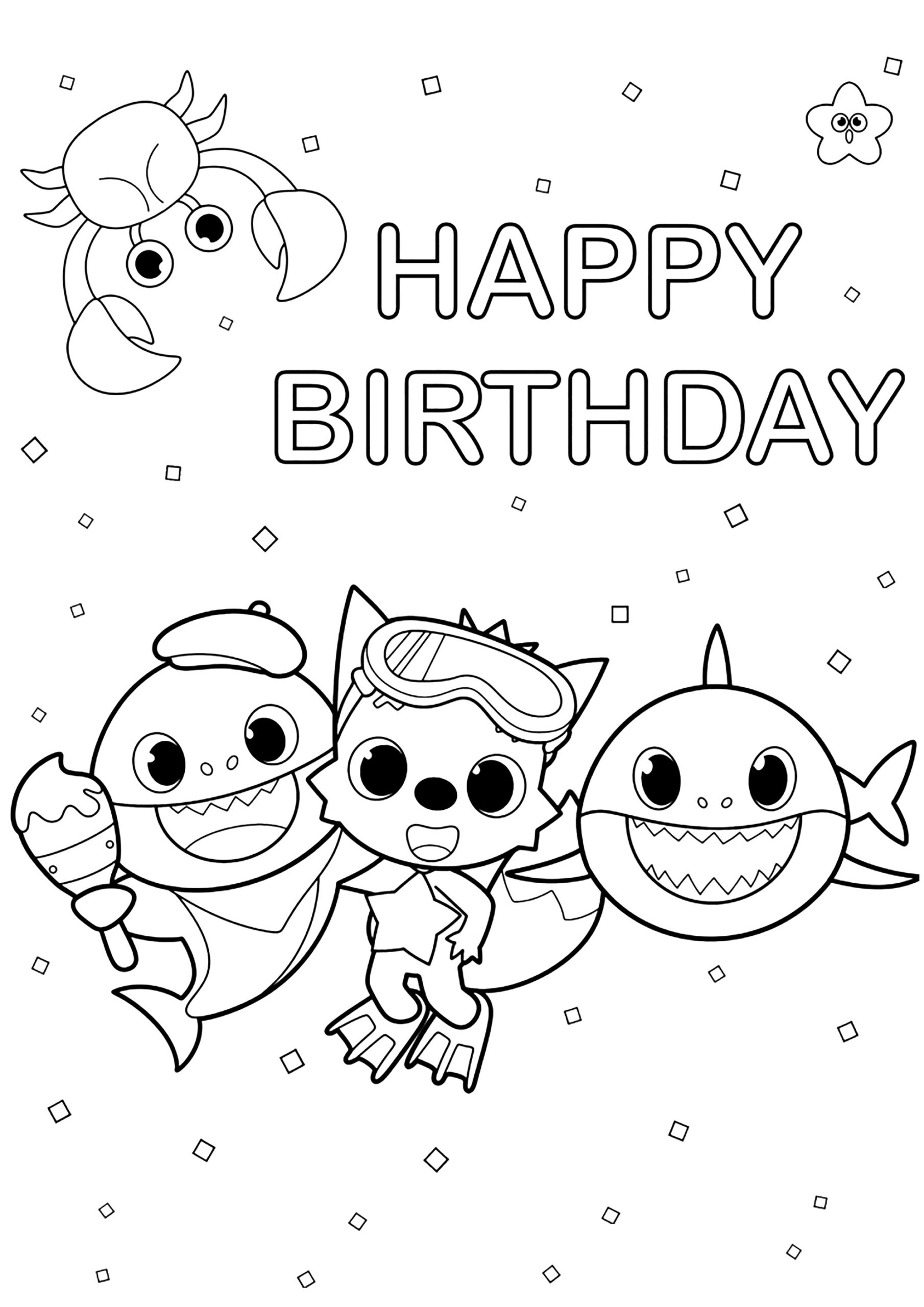 Happy Birthday With Baby Shark Baby Shark Coloring Pages