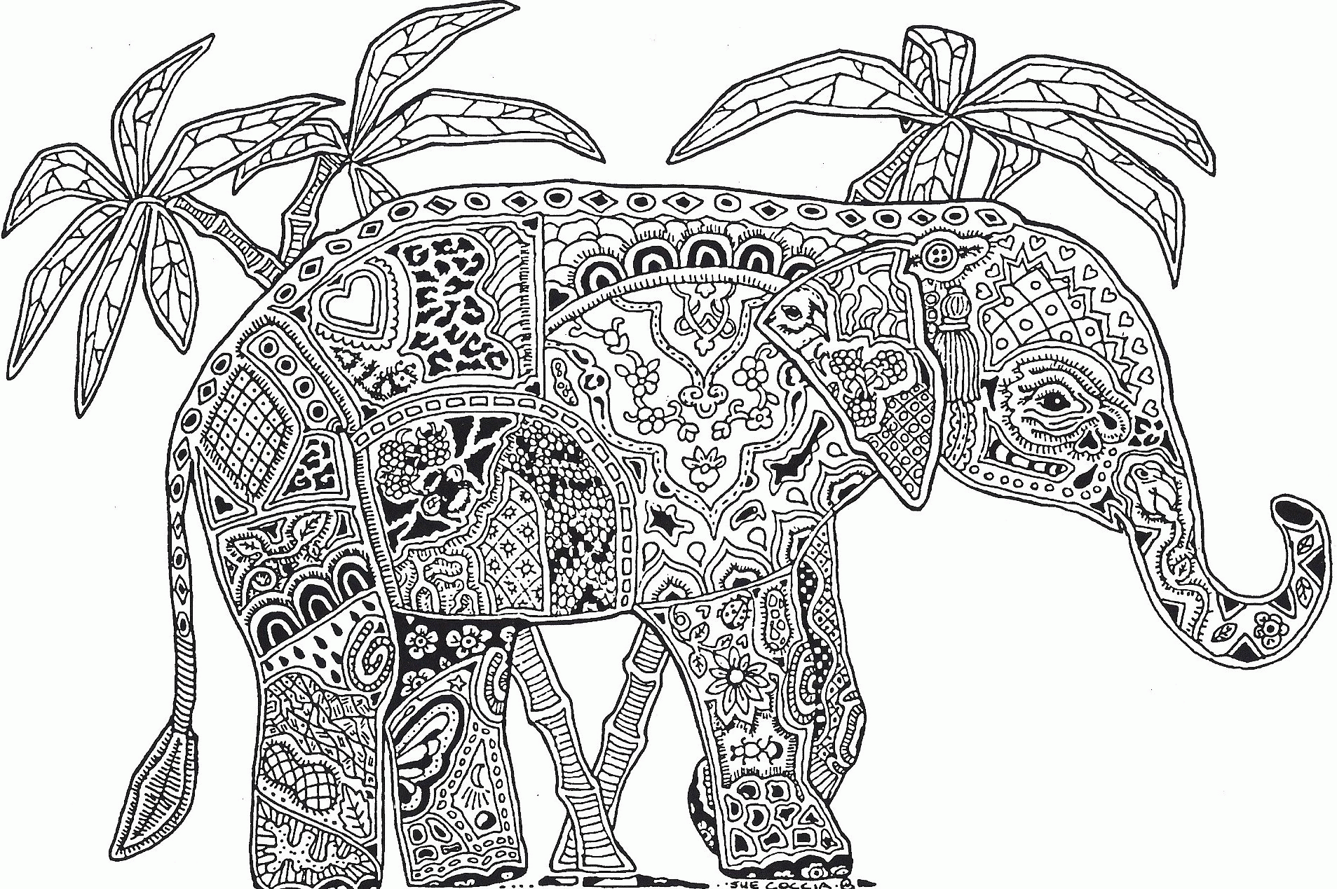 hard coloring pages of animals