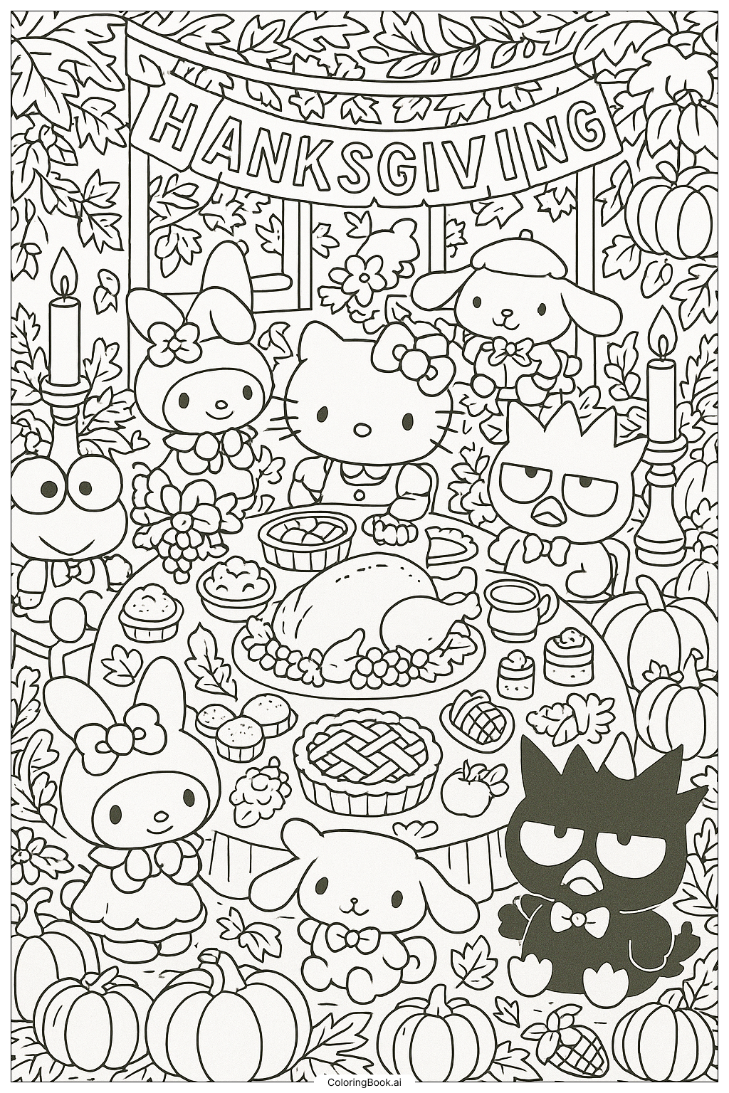 hello kitty and friends coloring pages