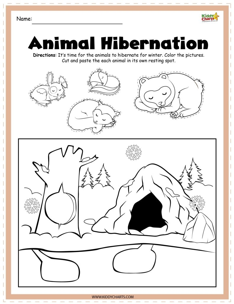 Hibernating Animals Activity Sheets Kiddycharts
