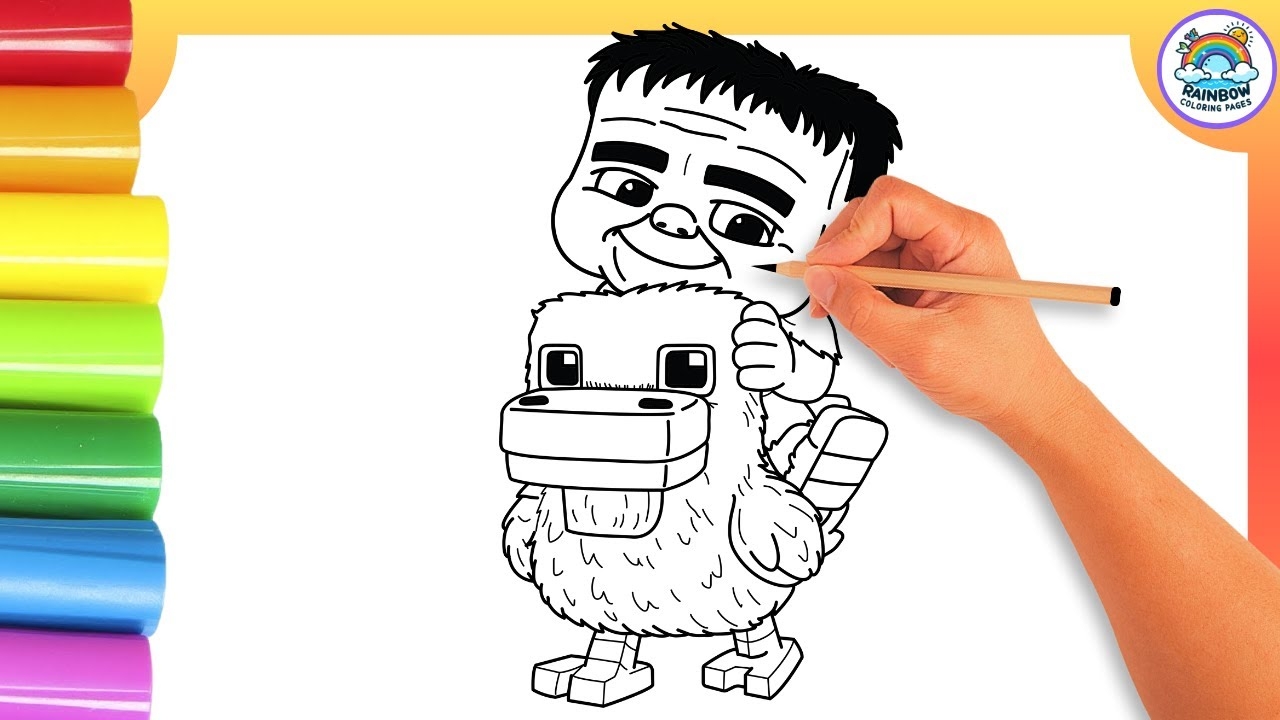 How To Draw A Chicken Jockey From The Minecraft Coloring Drawing YouTube