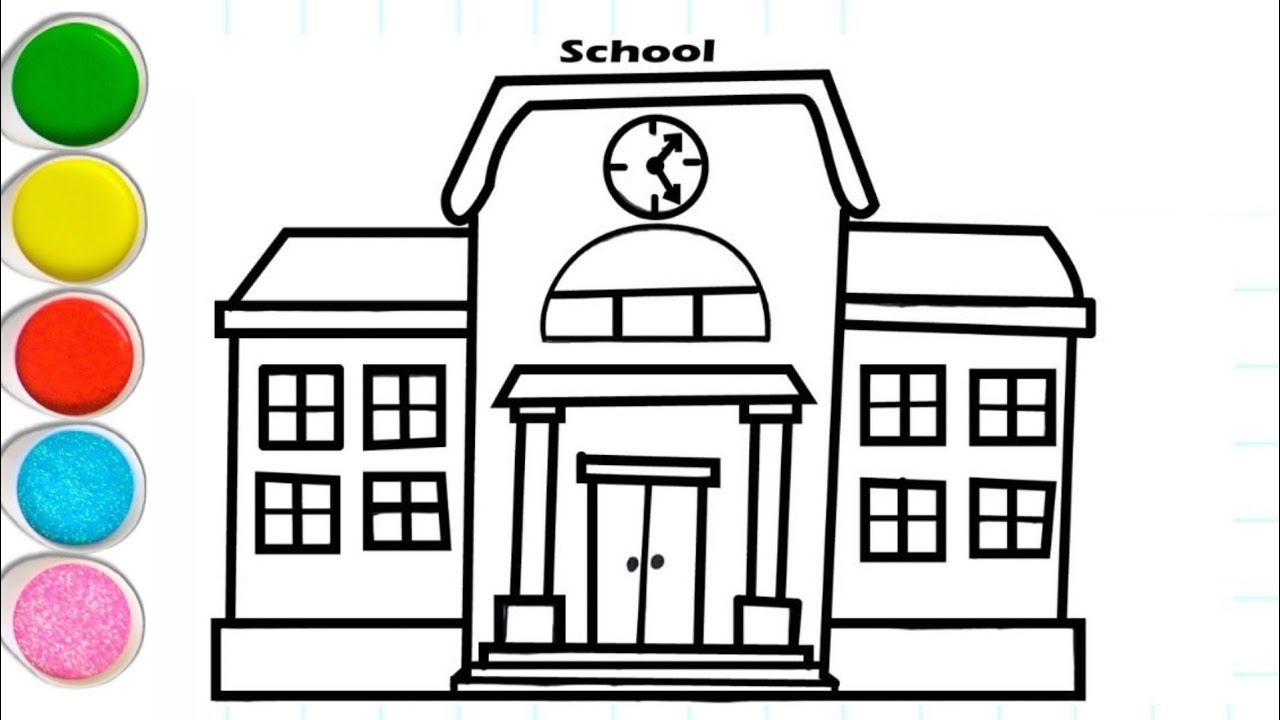 How To Draw And Coloring School Building For Kids And Toddlers Art Project YouTube