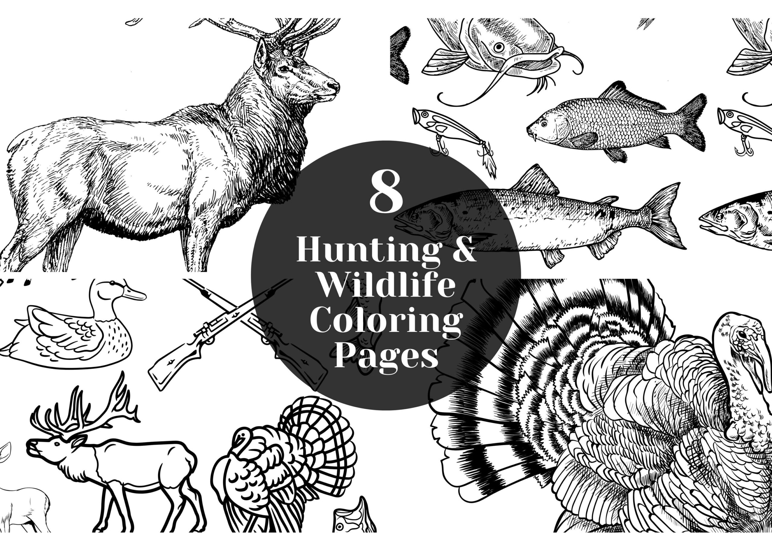 Hunting And Wildlife Animal Printable Coloring Pages For Boys And Girls Etsy