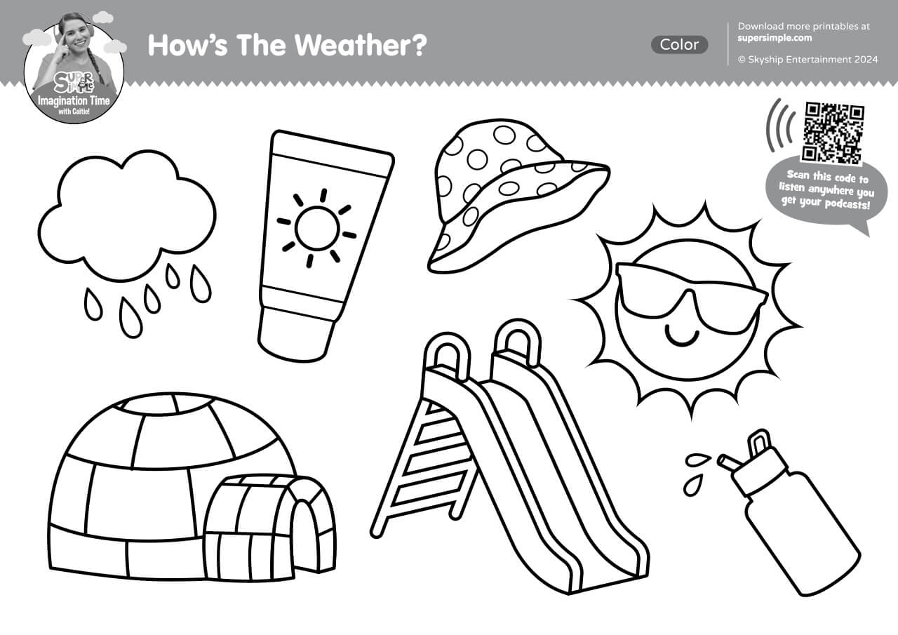 preschool printable weather coloring pages