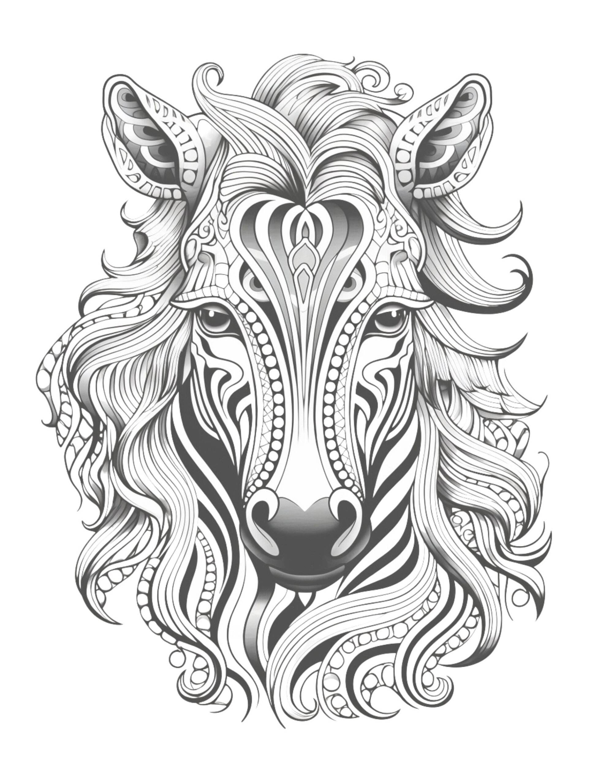 Intricate Animal Faces Coloring Pages 10 Printable Designs PDF Etsy