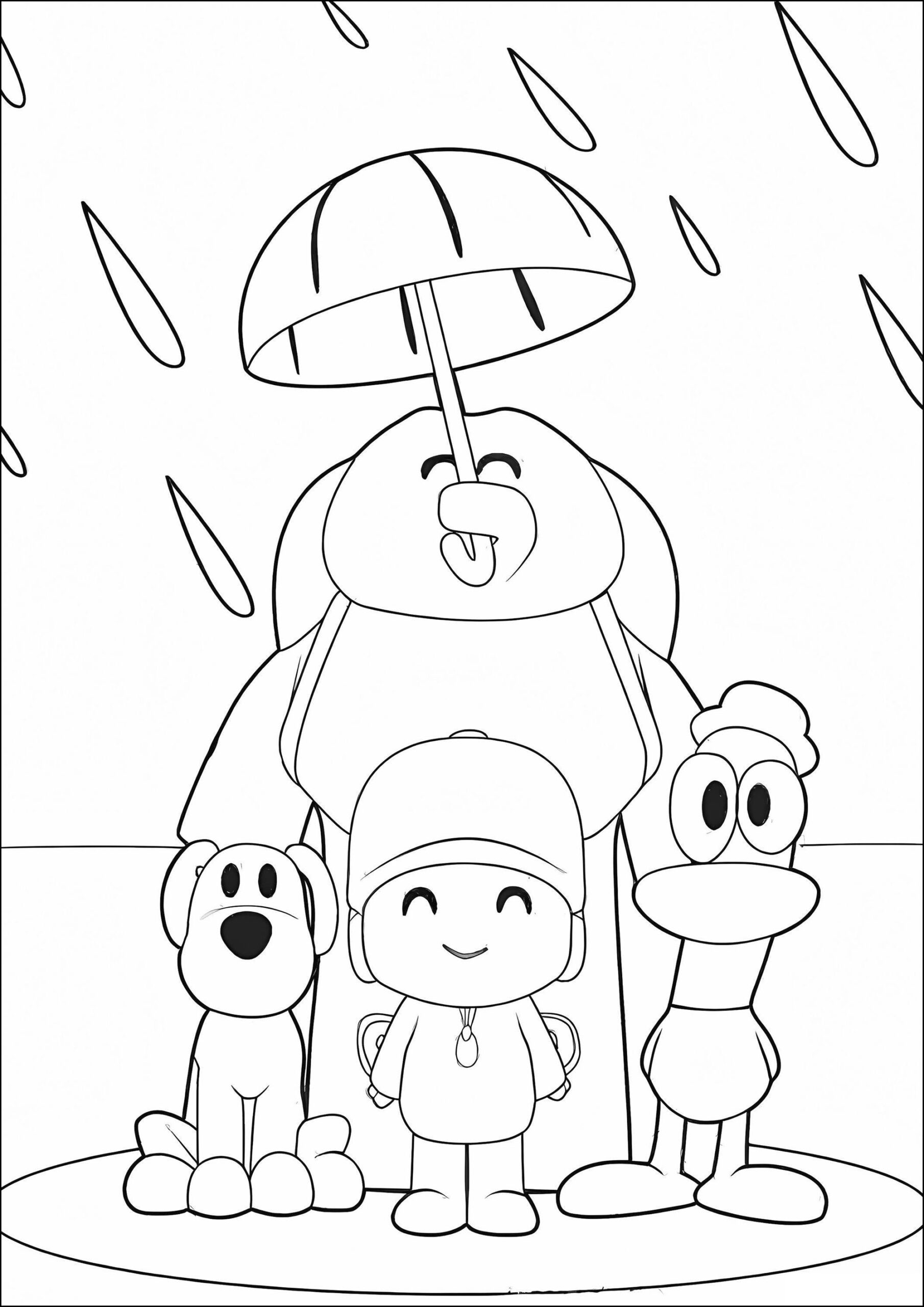 It s Raining Pocoyo Coloring Pages