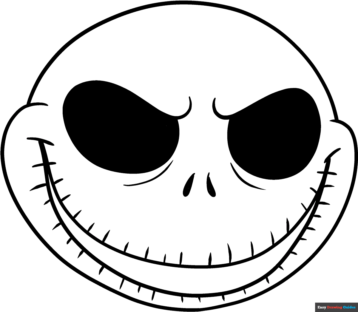 Jack Skellington Face Coloring Page Easy Drawing Guides