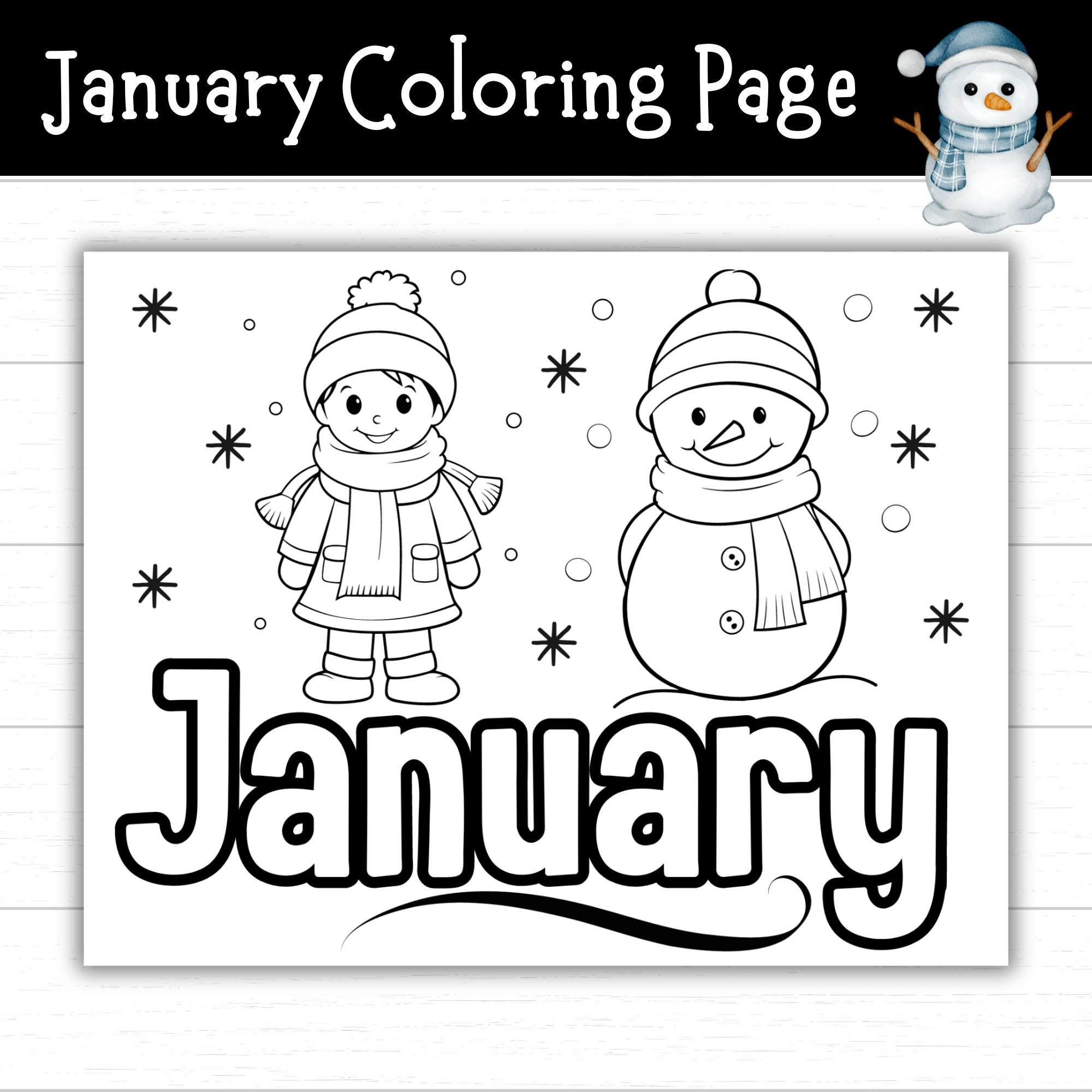 January Coloring Page Month Of January Coloring Page Winter Coloring Pages For Kids Printable Calendar Pages January Activities Etsy Israel
